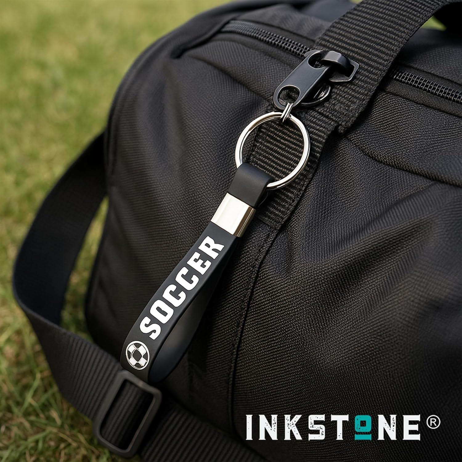 Paquete de 12 llaveros de fútbol Inkstone con citas motivacionales