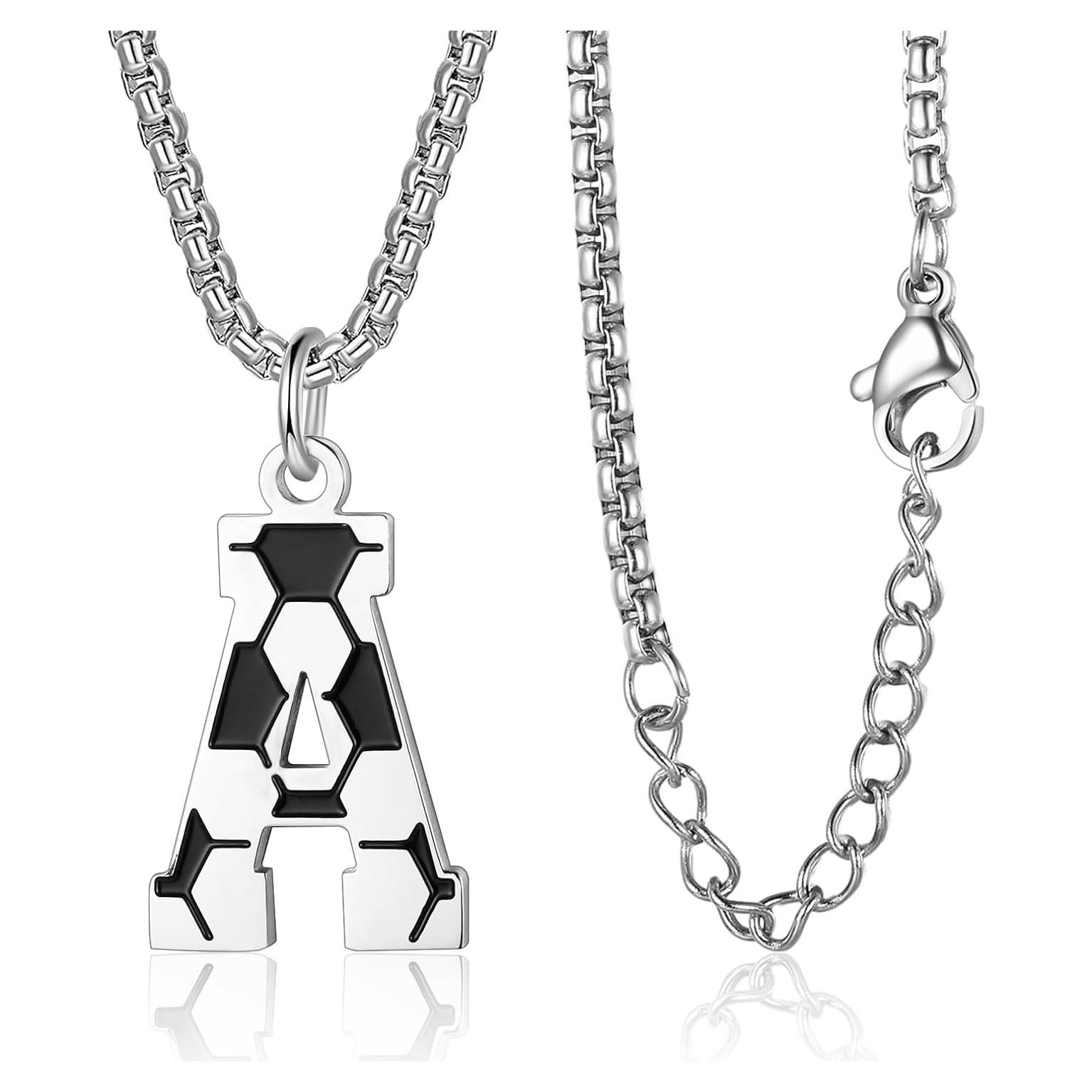Collar de Fútbol con Letra Inicial A-Z - Acero Inoxidable 55.88 cm