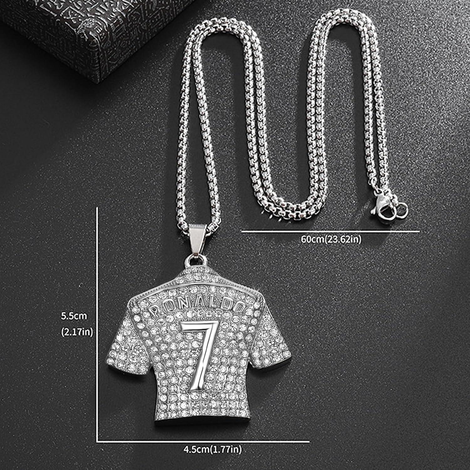 Colgante de Collar de Fútbol Número 7 Acero Titanio Oro