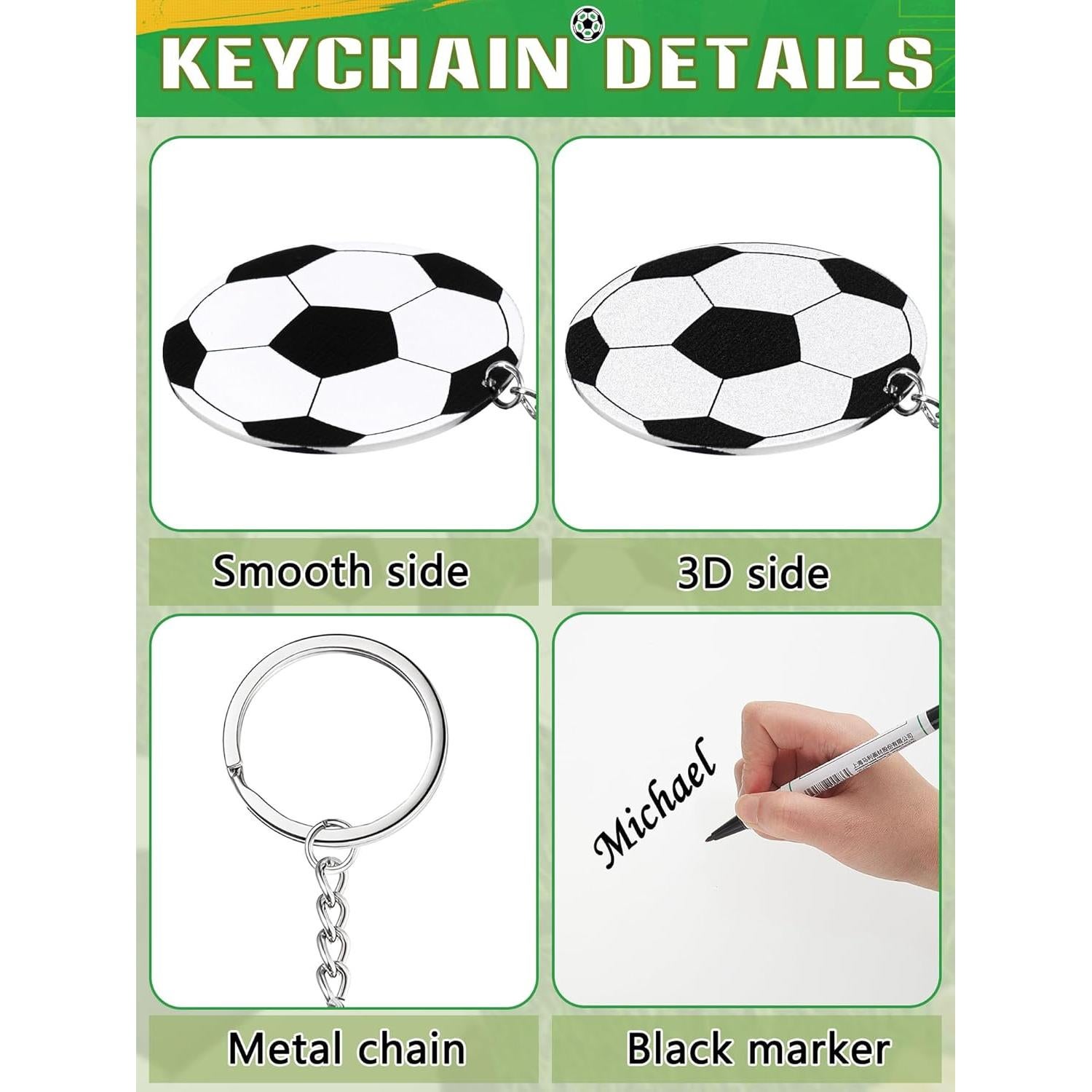 Paquete de 18 Llavero de Acrílico de Fútbol Taiyin 6 cm