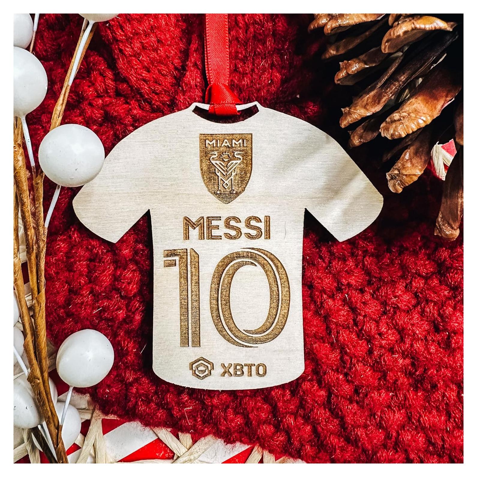 Adorno Navideño de Madera de Fútbol Miami 3x3 cm Etch Society