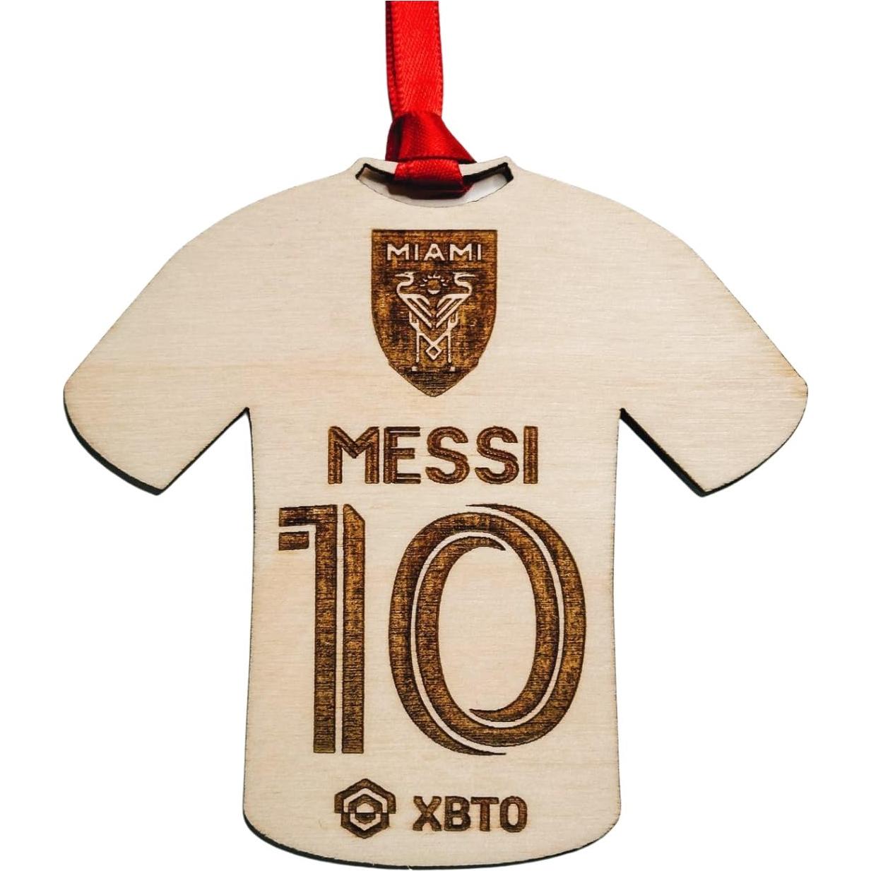 Adorno Navideño de Madera de Fútbol Miami 3x3 cm Etch Society