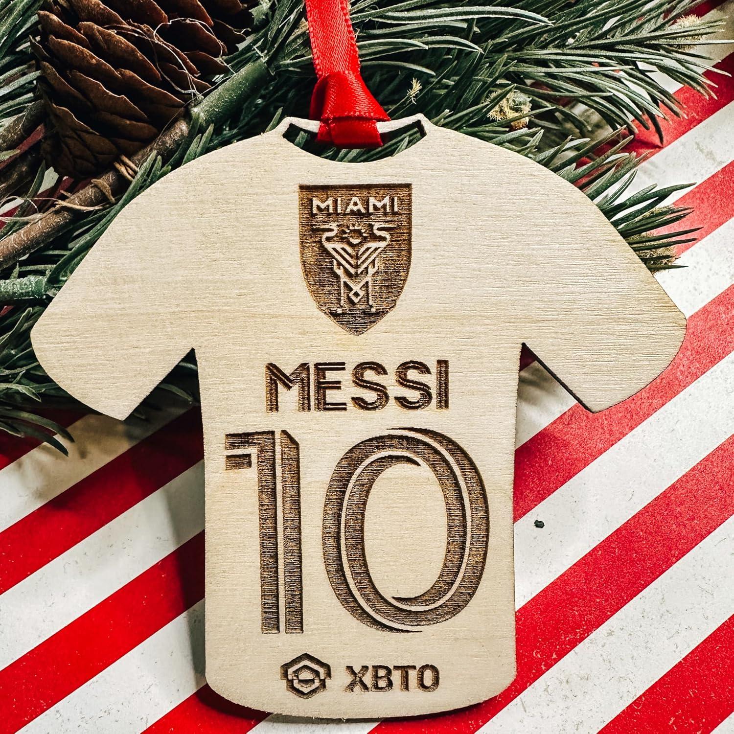 Adorno Navideño de Madera de Fútbol Miami 3x3 cm Etch Society