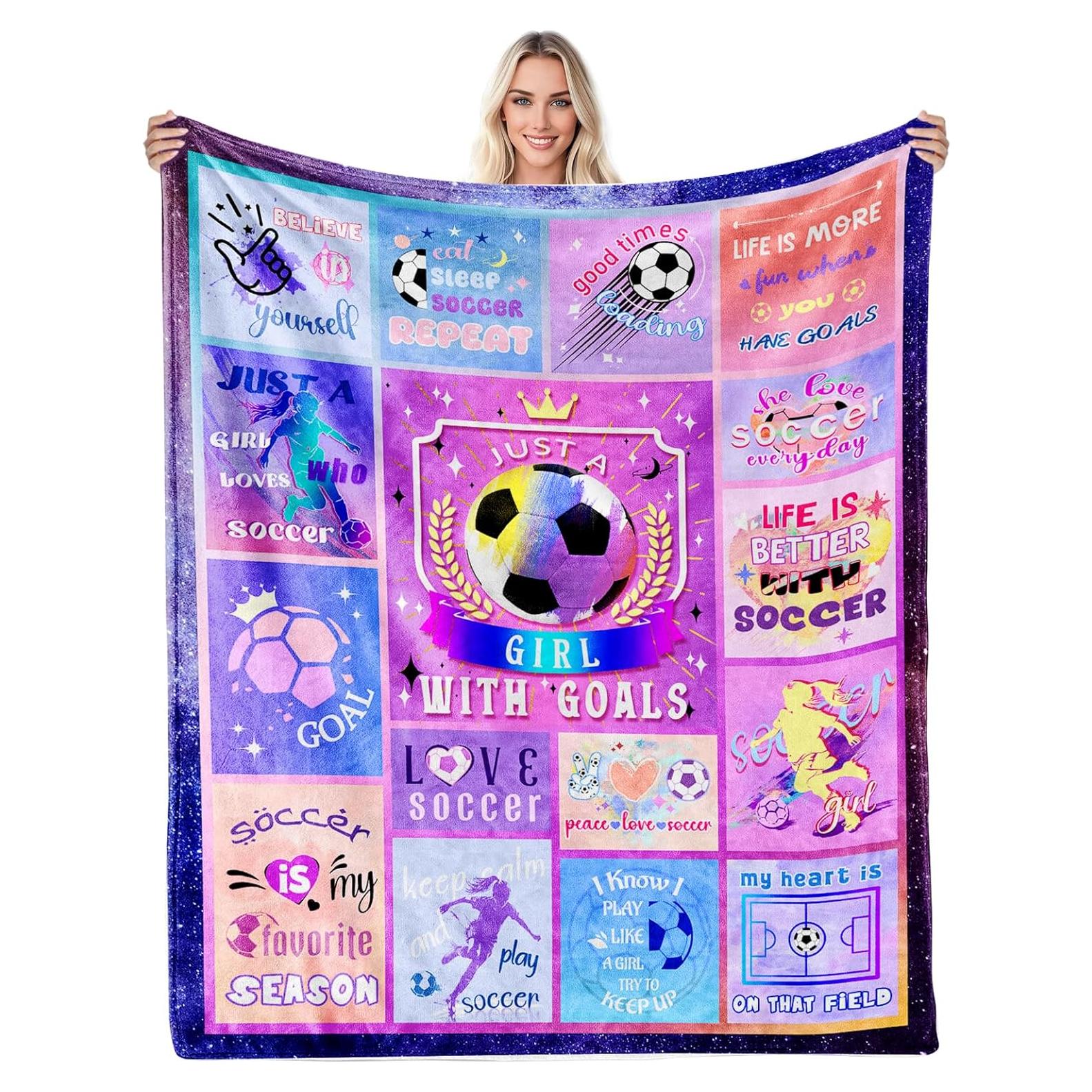 Manta de Fútbol para Niñas LARIAU 127x152cm Franela Suave