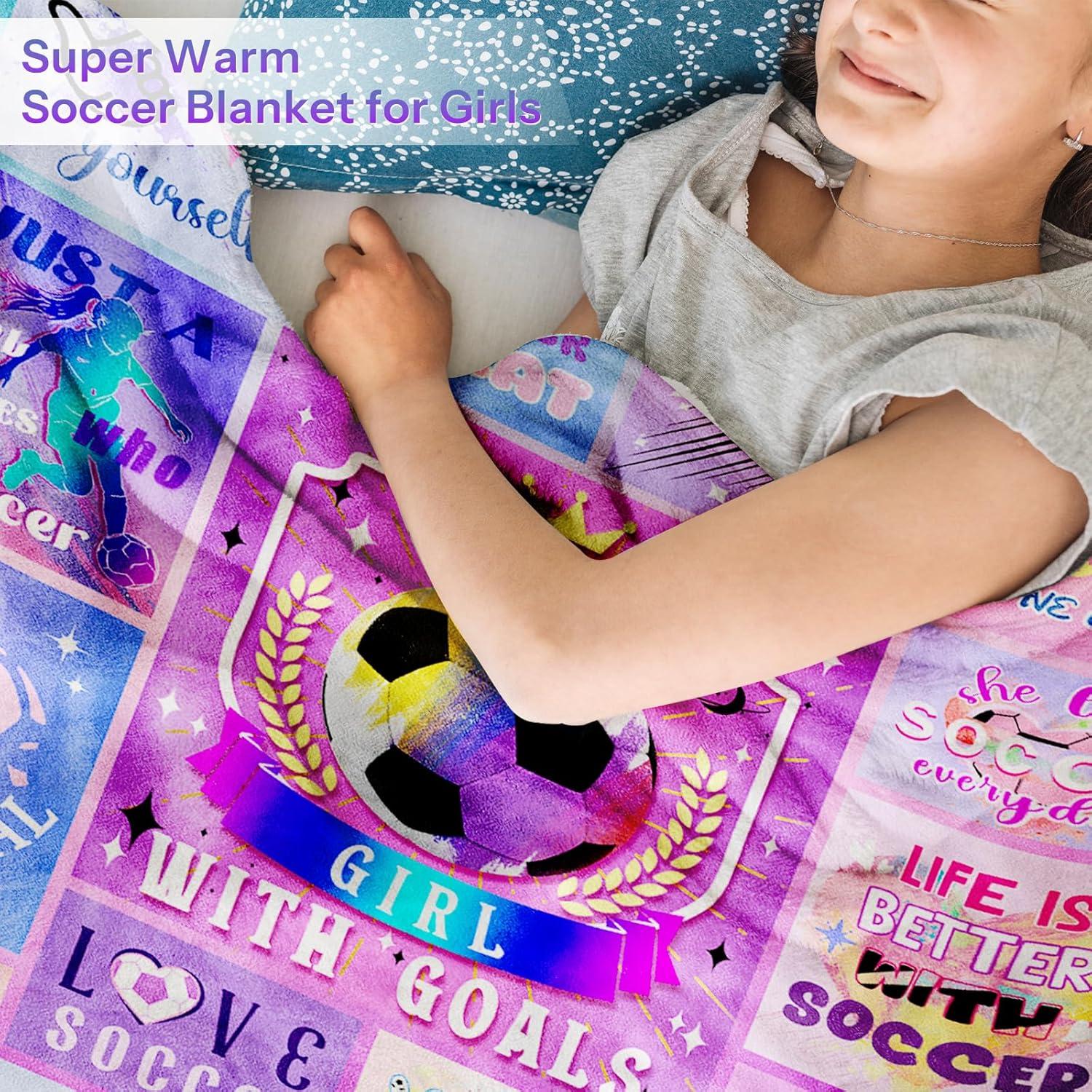 Manta de Fútbol para Niñas LARIAU 127x152cm Franela Suave