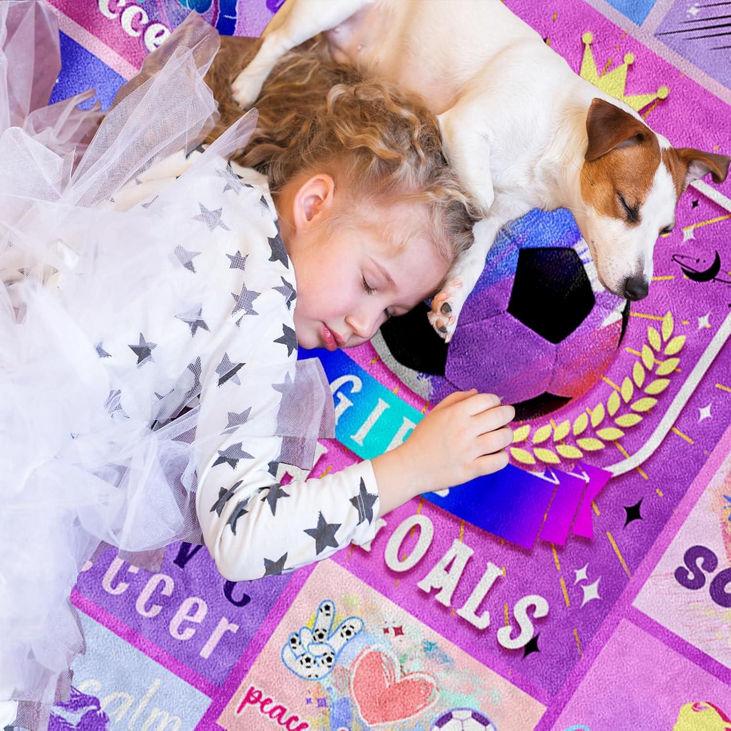 Manta de Fútbol para Niñas LARIAU 127x152cm Franela Suave