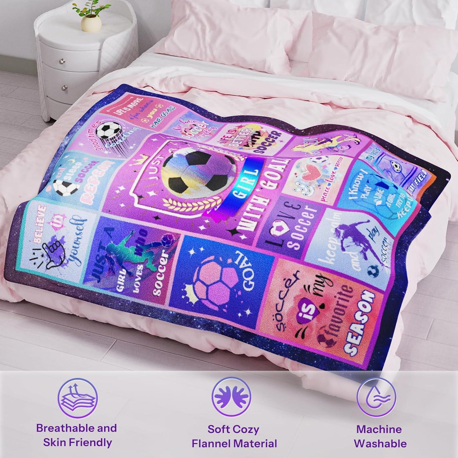 Manta de Fútbol para Niñas LARIAU 127x152cm Franela Suave