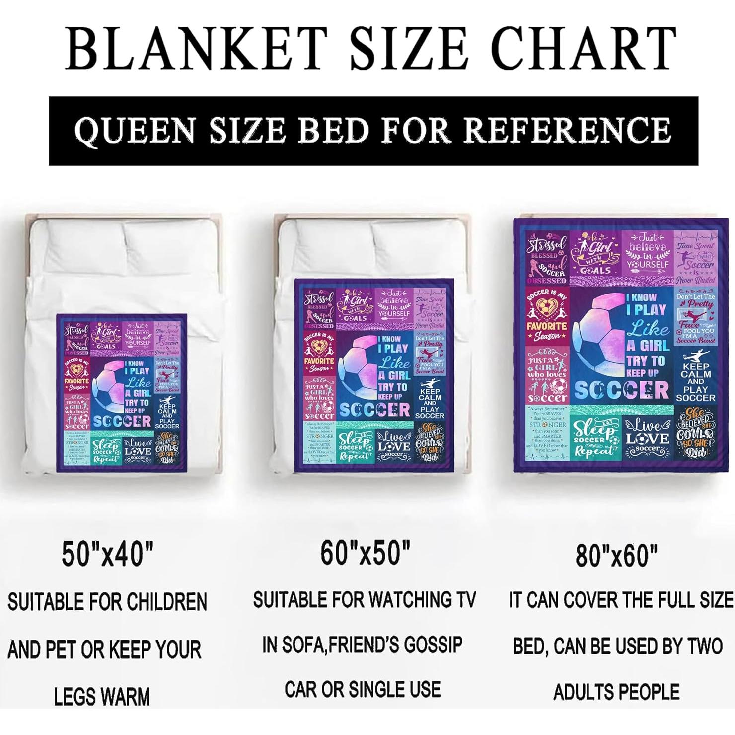 Manta de Fútbol Yndurgtyo para Niñas 127x102cm Franela Suave