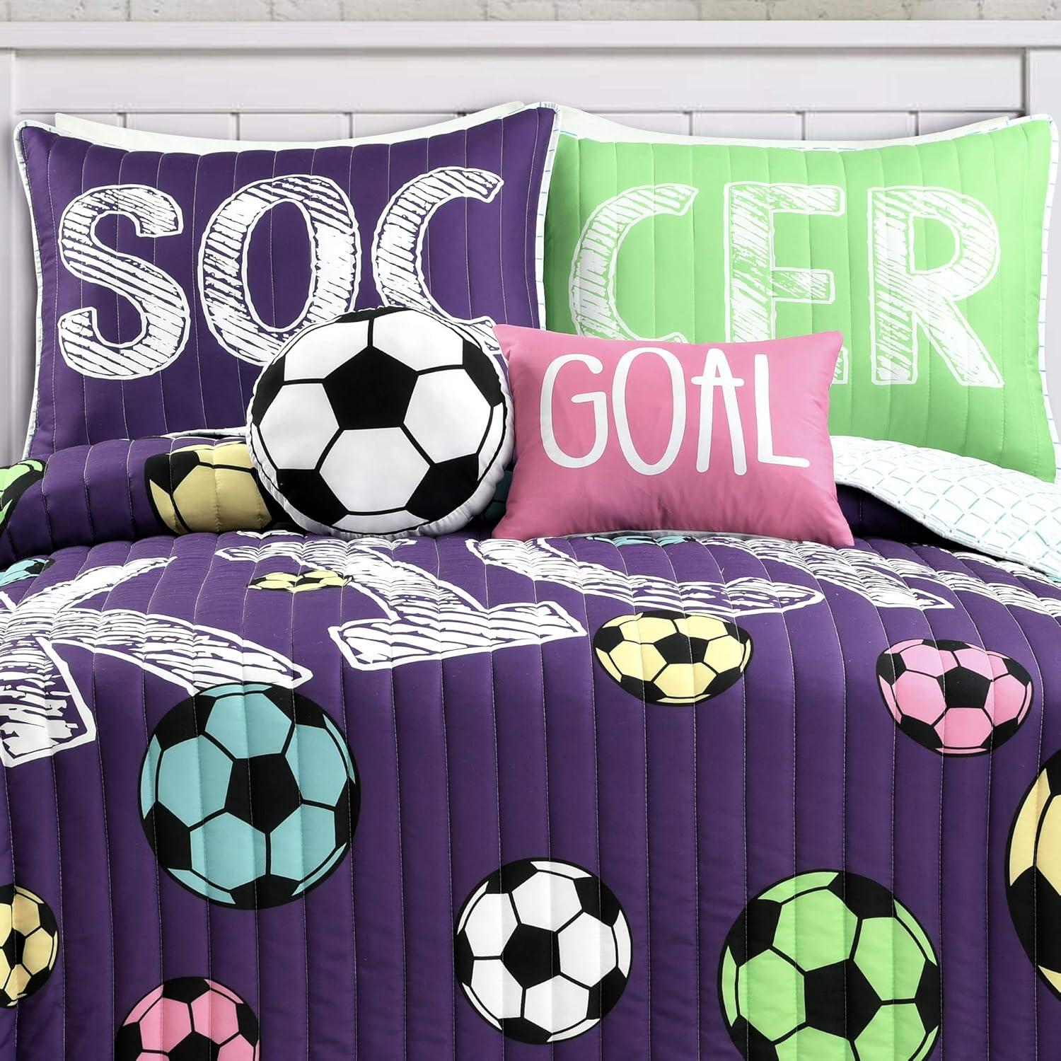 Juego de Ropa de Cama de Fútbol Lush Decor Doble 5 Piezas Púrpura