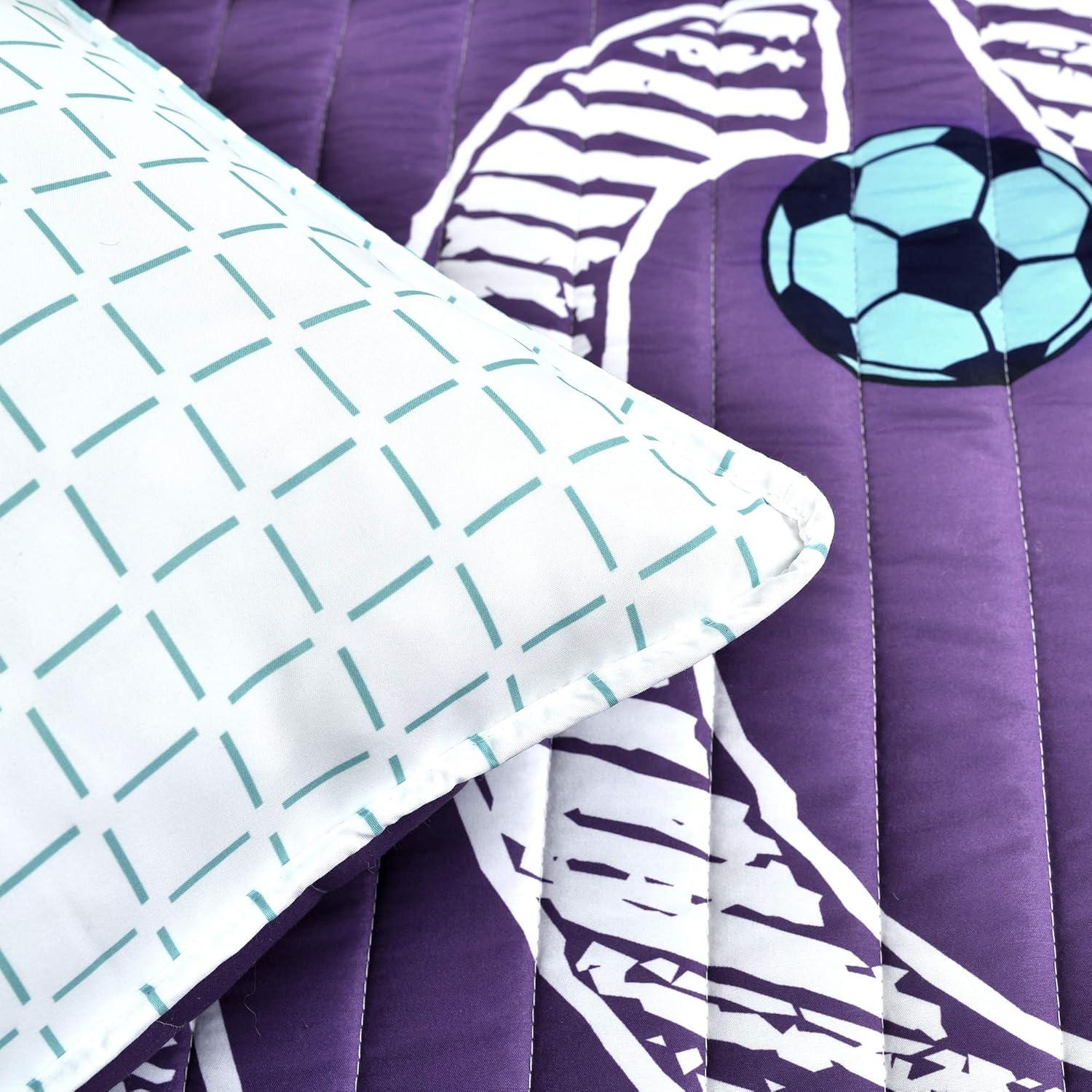 Juego de Ropa de Cama de Fútbol Lush Decor Doble 5 Piezas Púrpura