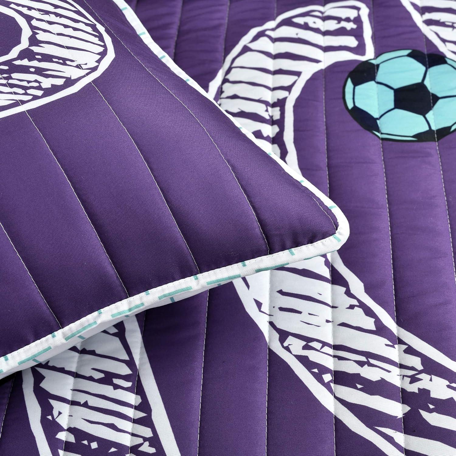 Juego de Ropa de Cama de Fútbol Lush Decor Doble 5 Piezas Púrpura