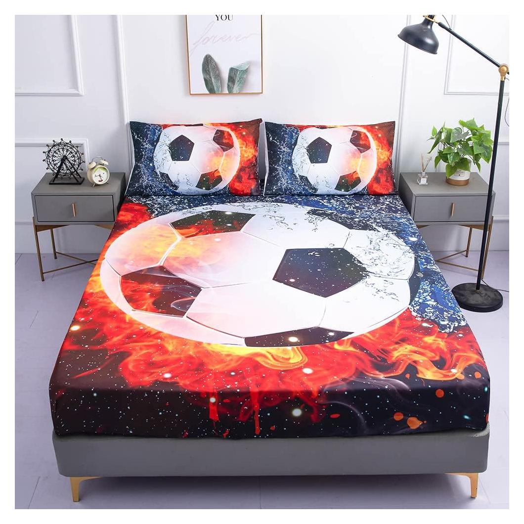 Conjunto de Sábanas Queen Roscloud Fútbol Galaxia 3 Piezas