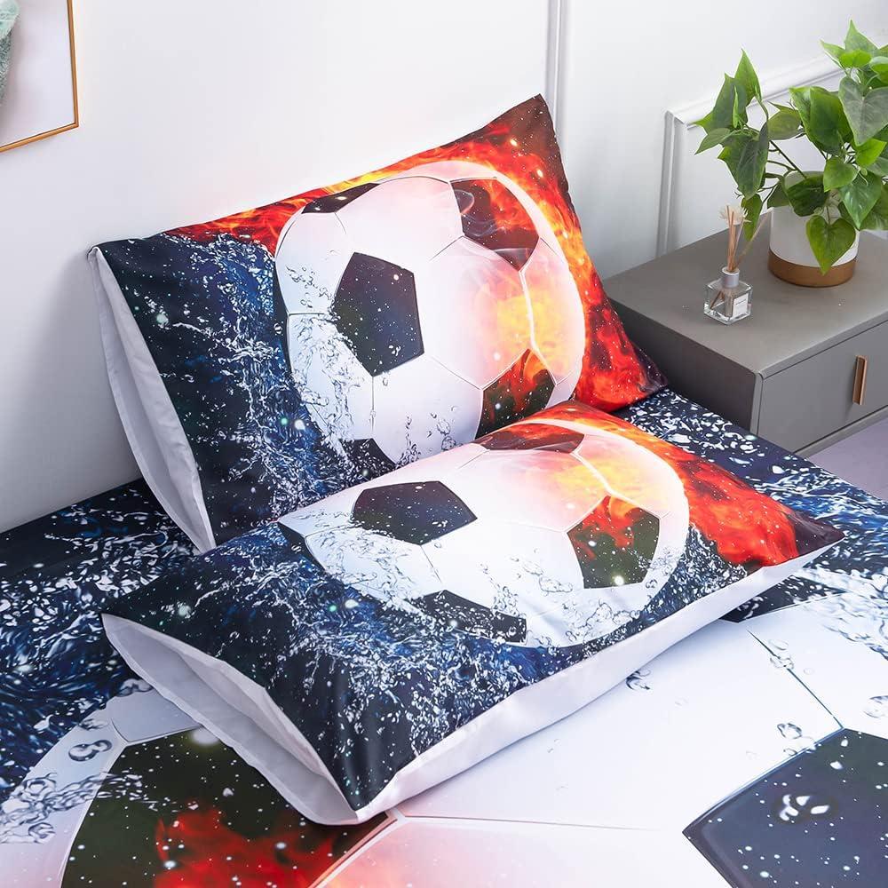 Conjunto de Sábanas Queen Roscloud Fútbol Galaxia 3 Piezas