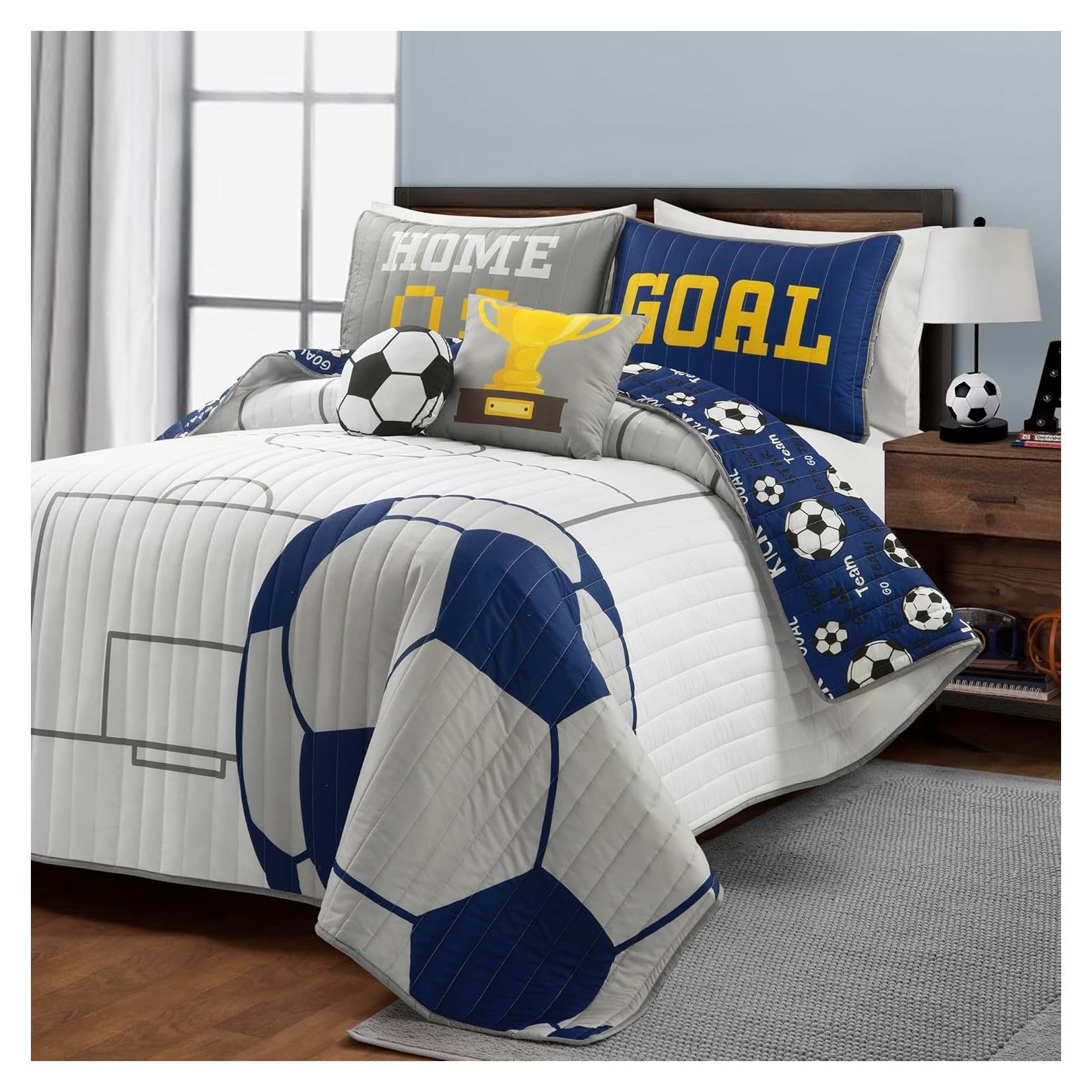 Juego de Colcha Reversible Lush Decor 5 Piezas Doble/Reina Deportivo