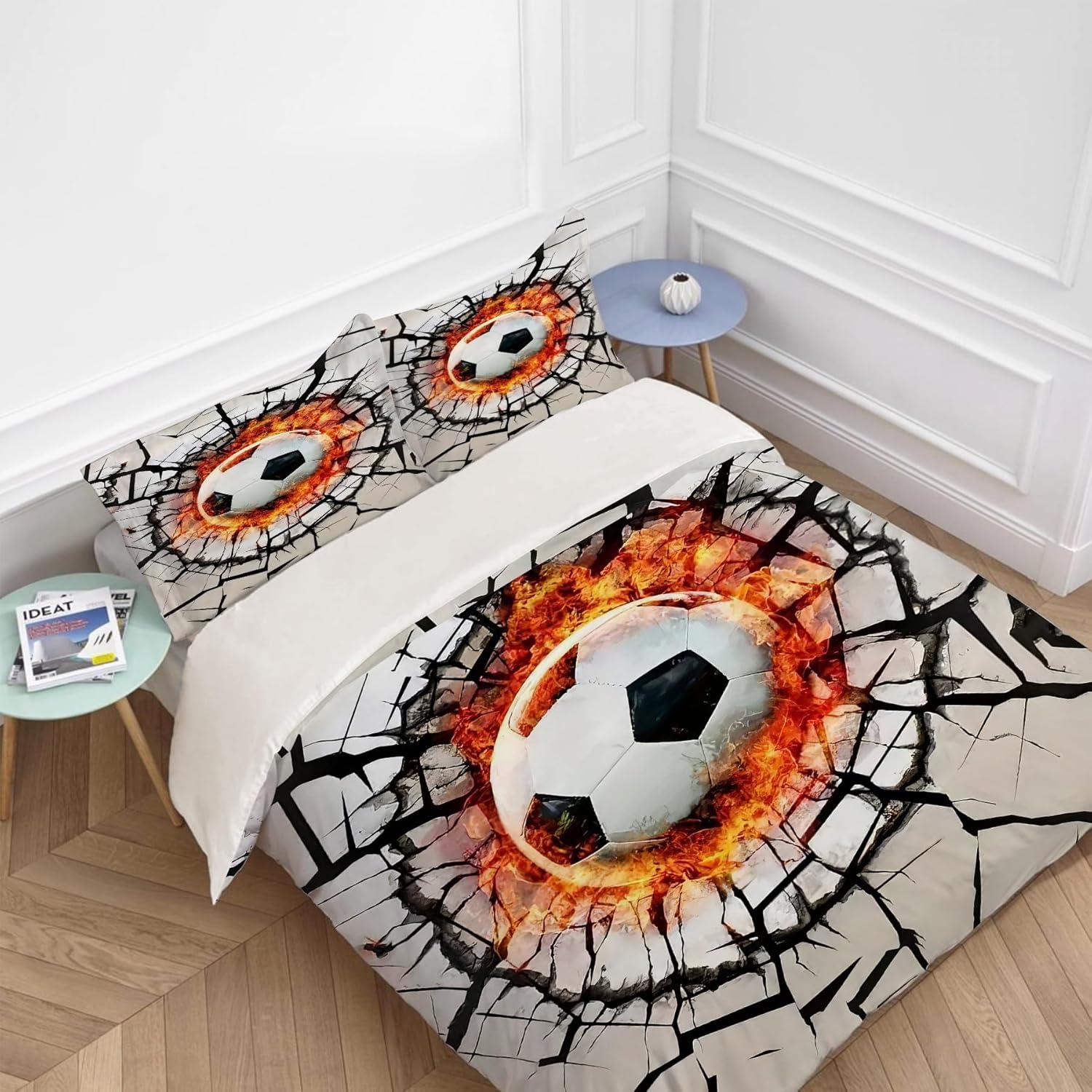 Juego de Ropa de Cama Full UIAMT Fútbol 2 Fundas Almohada