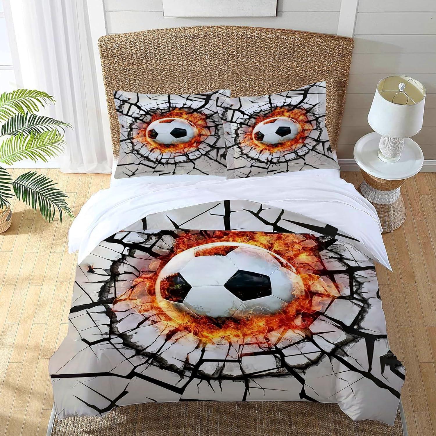 Juego de Ropa de Cama Full UIAMT Fútbol 2 Fundas Almohada