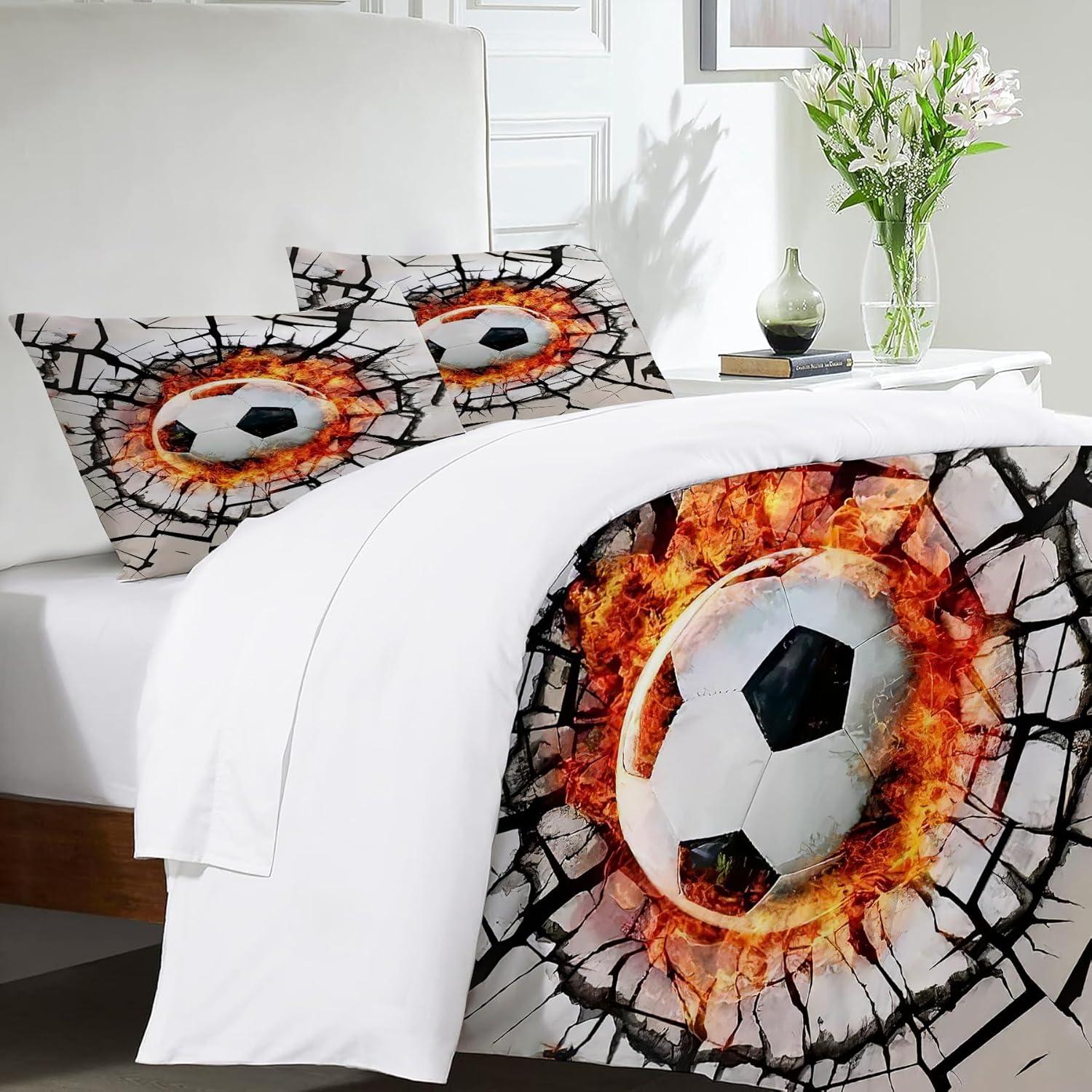 Juego de Ropa de Cama Full UIAMT Fútbol 2 Fundas Almohada