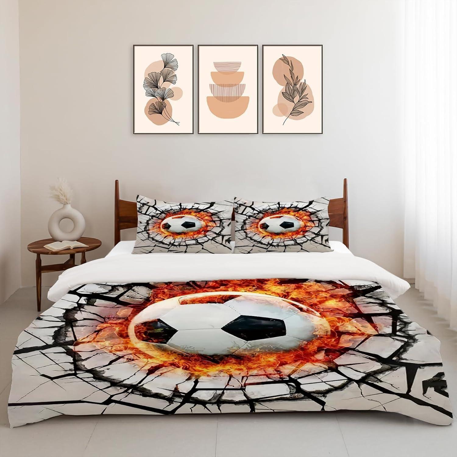 Juego de Ropa de Cama Full UIAMT Fútbol 2 Fundas Almohada