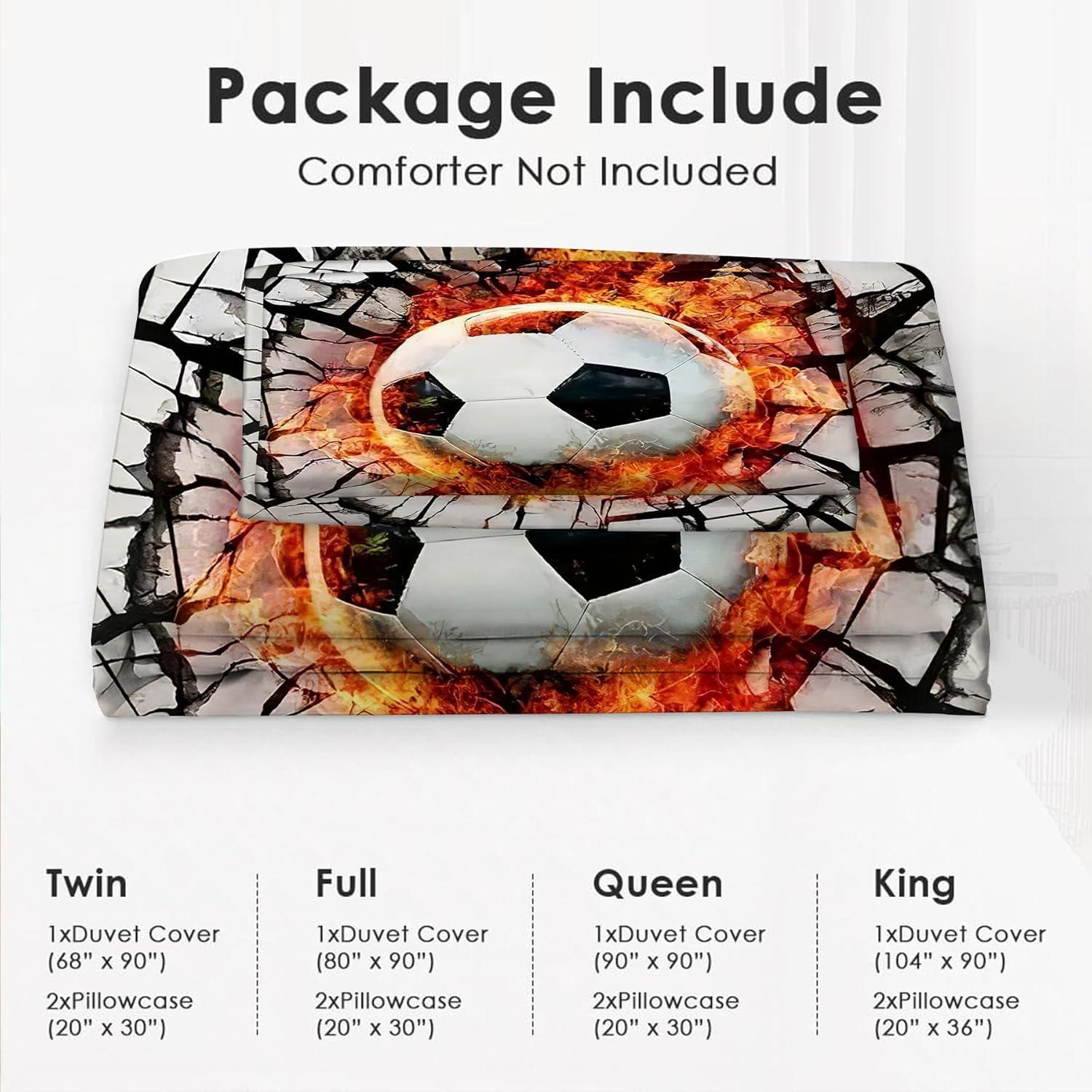 Juego de Ropa de Cama Full UIAMT Fútbol 2 Fundas Almohada