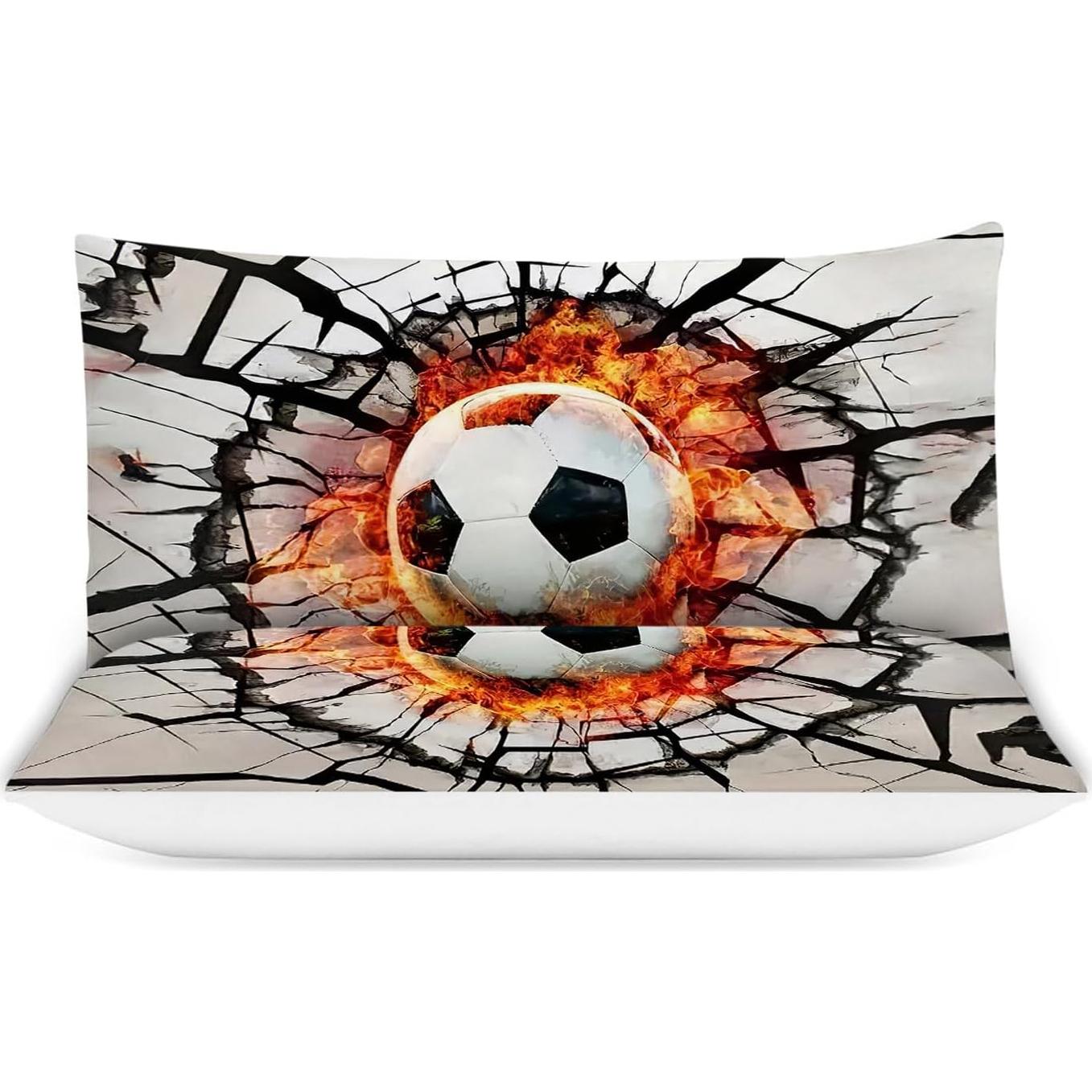 Juego de Ropa de Cama Full UIAMT Fútbol 2 Fundas Almohada