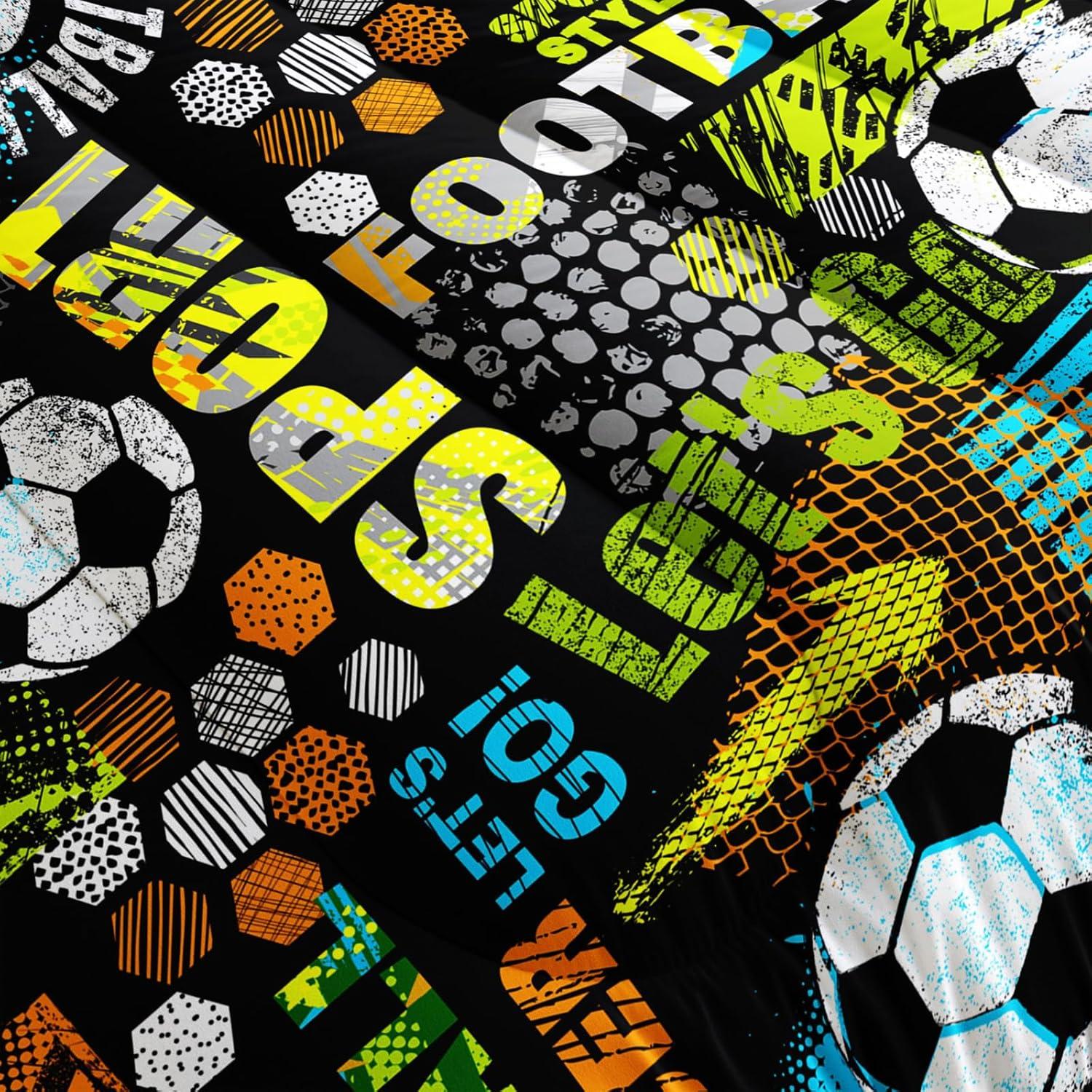 Juego de Edredón Queen Nttopship Fútbol 3 Piezas Microfibra