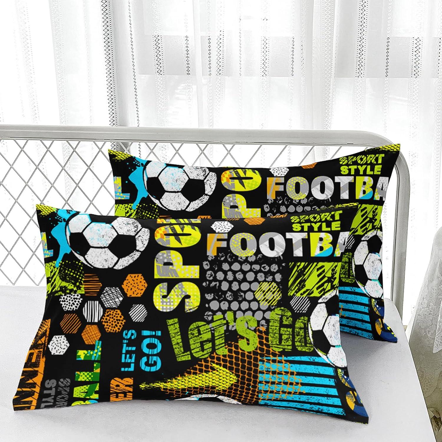 Juego de Edredón Queen Nttopship Fútbol 3 Piezas Microfibra