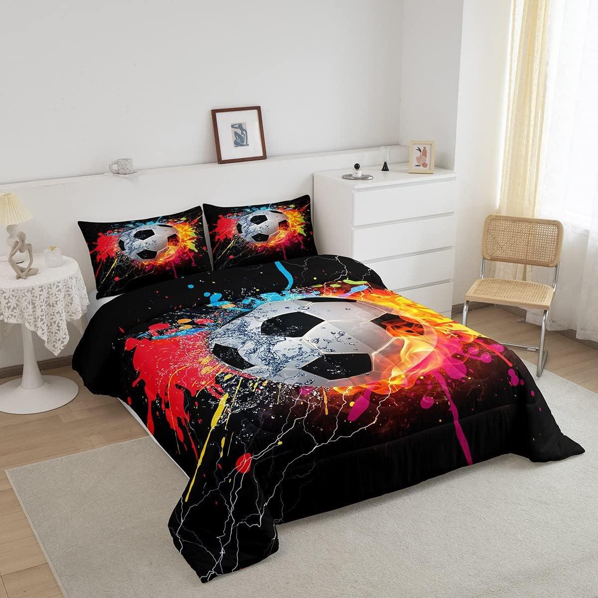 Juego de Edredón Completo Erosebridal Fútbol Moderno 3 Piezas