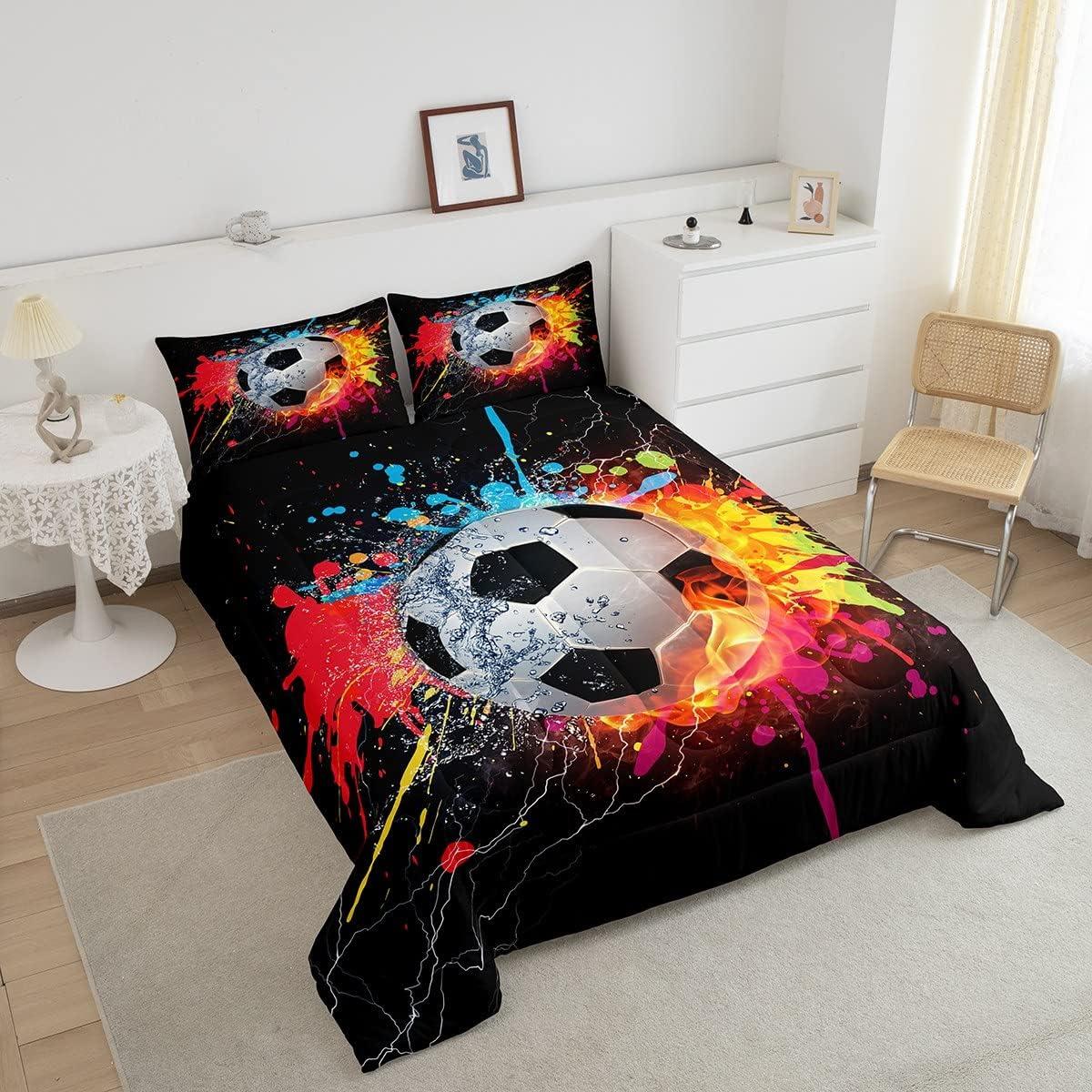 Juego de Edredón Completo Erosebridal Fútbol Moderno 3 Piezas