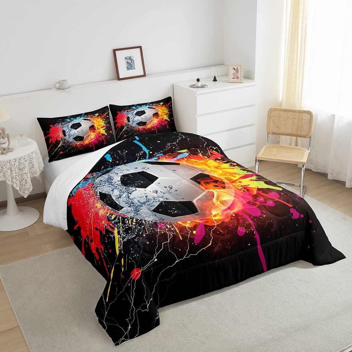 Juego de Edredón Completo Erosebridal Fútbol Moderno 3 Piezas