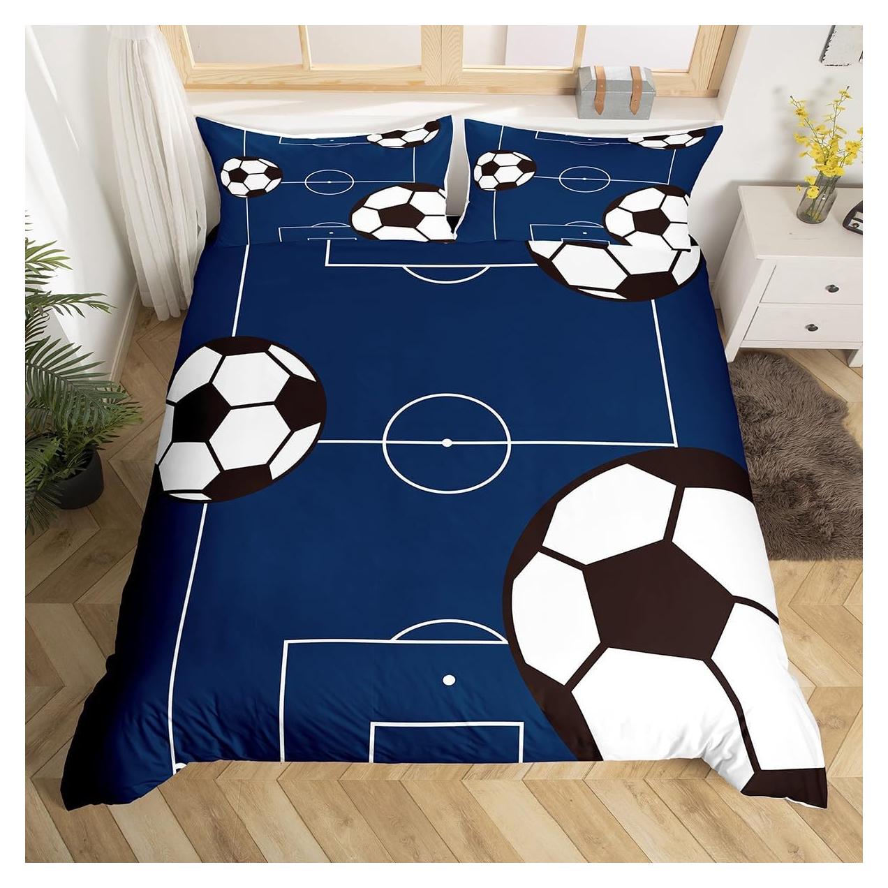 Juego de Ropa de Cama Individual jejeloiu Fútbol Microfibra