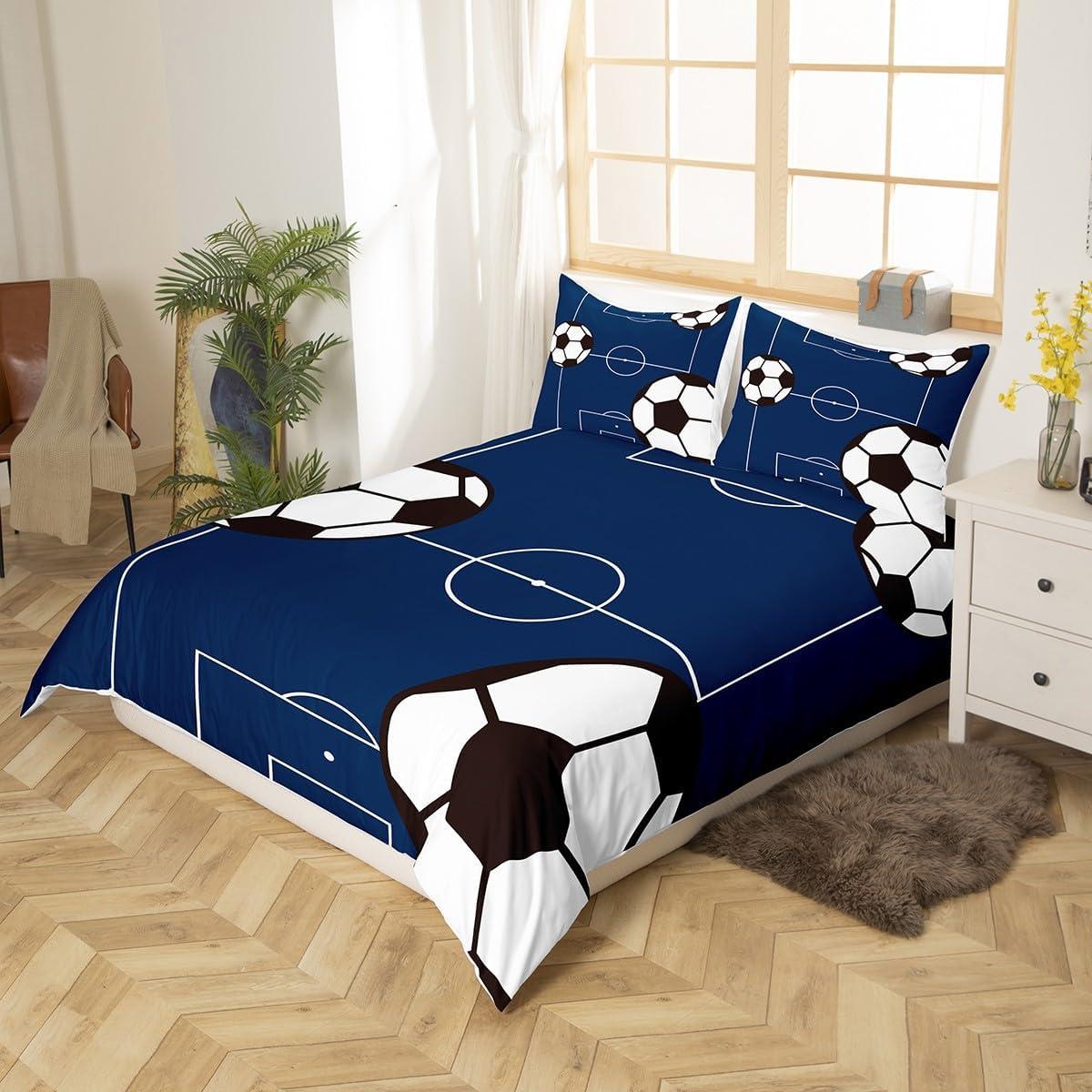 Juego de Ropa de Cama Individual jejeloiu Fútbol Microfibra