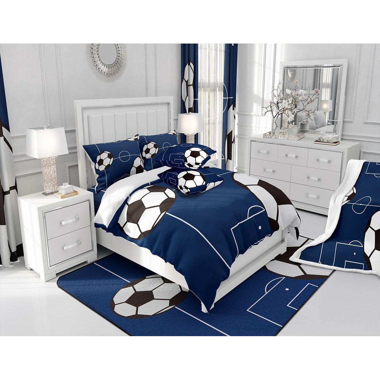 Juego de Ropa de Cama Individual jejeloiu Fútbol Microfibra