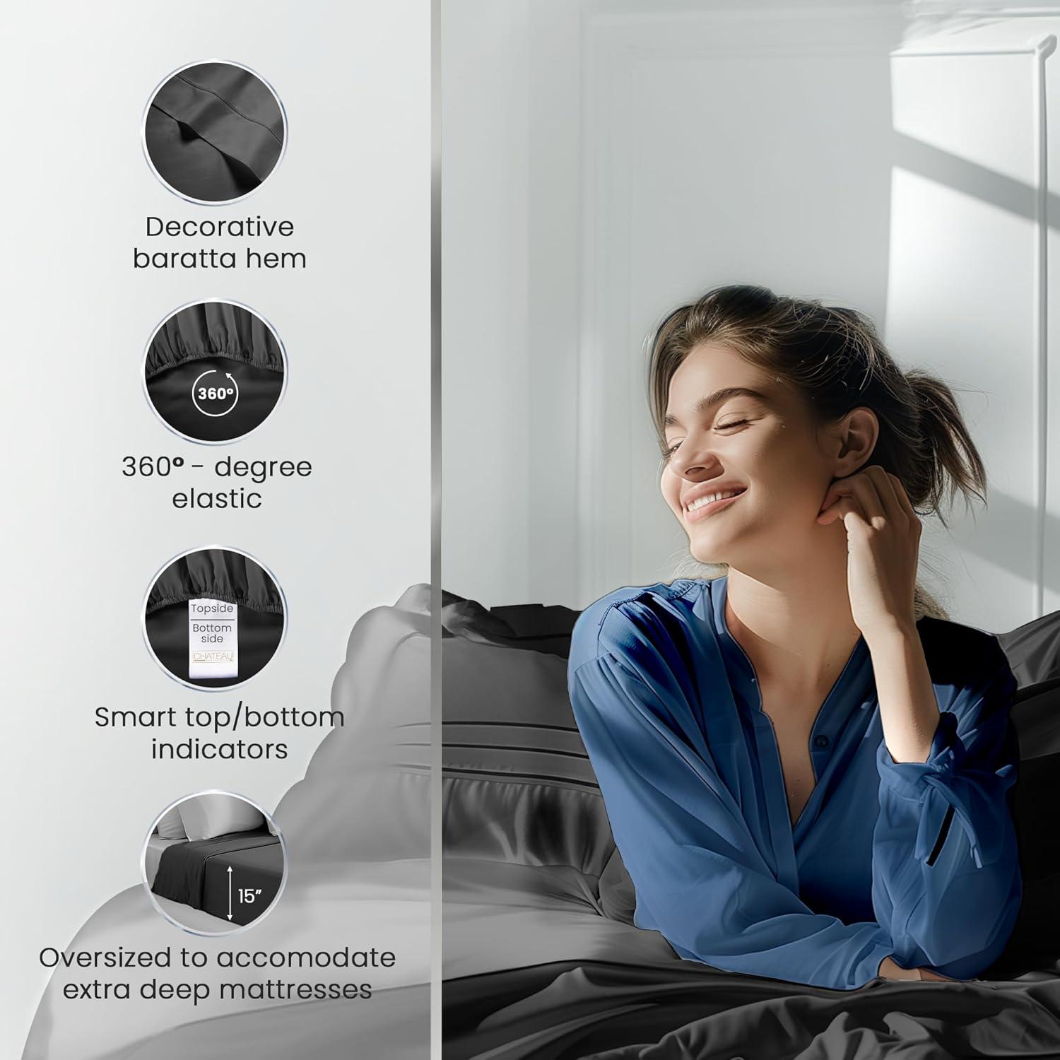 Sábanas Queen Chateau Home Collection 1000 Hilos Algodón Sateen