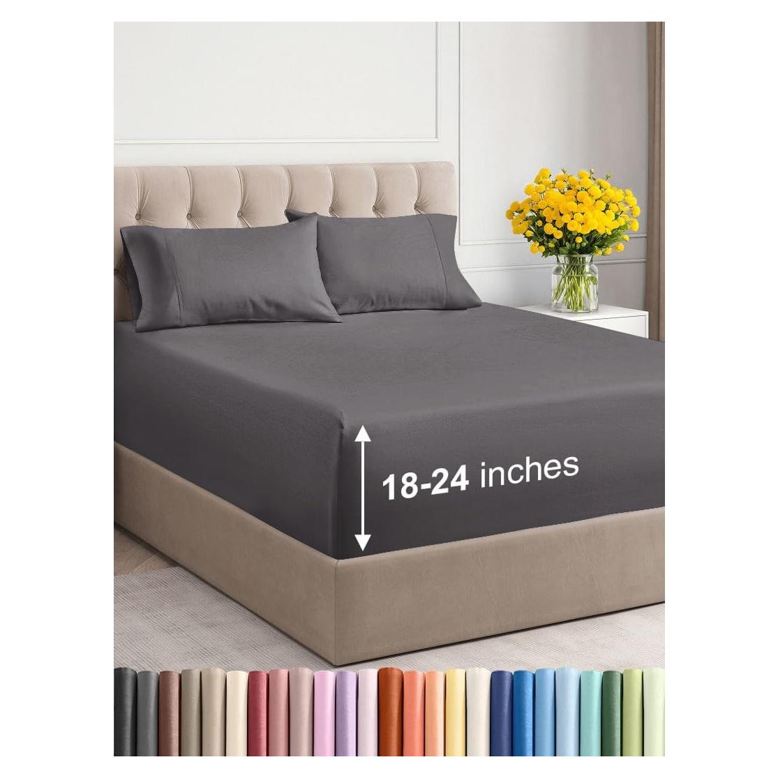 Juego de Sábanas King CGK Unlimited 4 Piezas Microfibra Gris