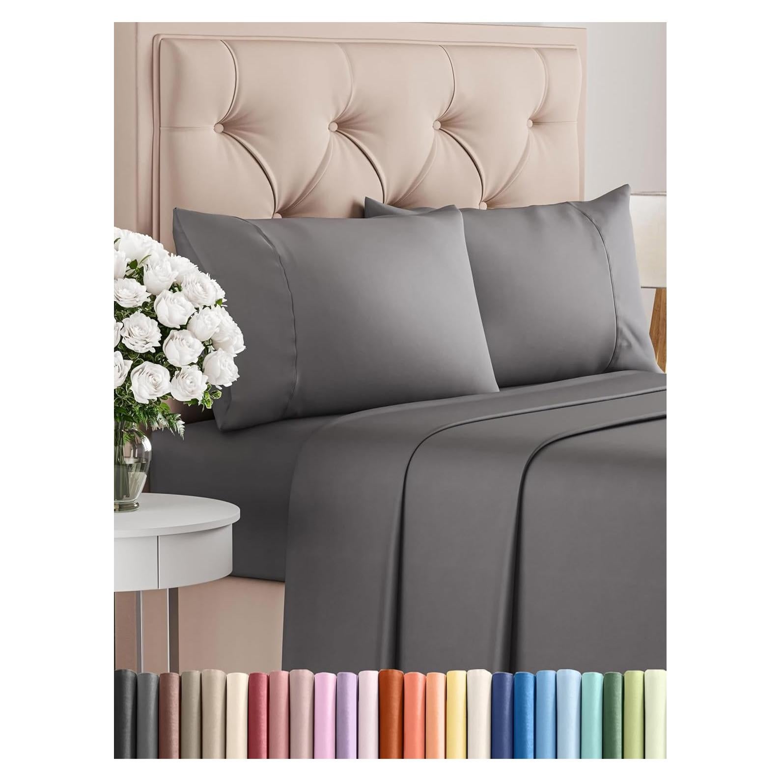 Juego de Sábanas Twin XL CGK Unlimited 4 Piezas Microfibra Gris
