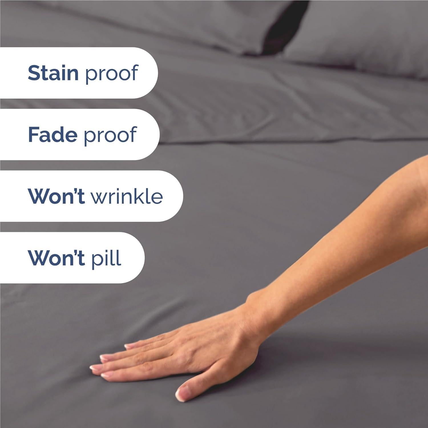 Juego de Sábanas Twin XL CGK Unlimited 4 Piezas Microfibra Gris