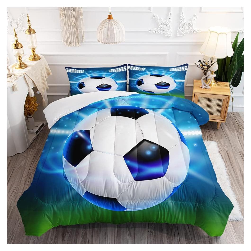 Juego de Edredón Individual Suncloris Fútbol 3D 3 Piezas