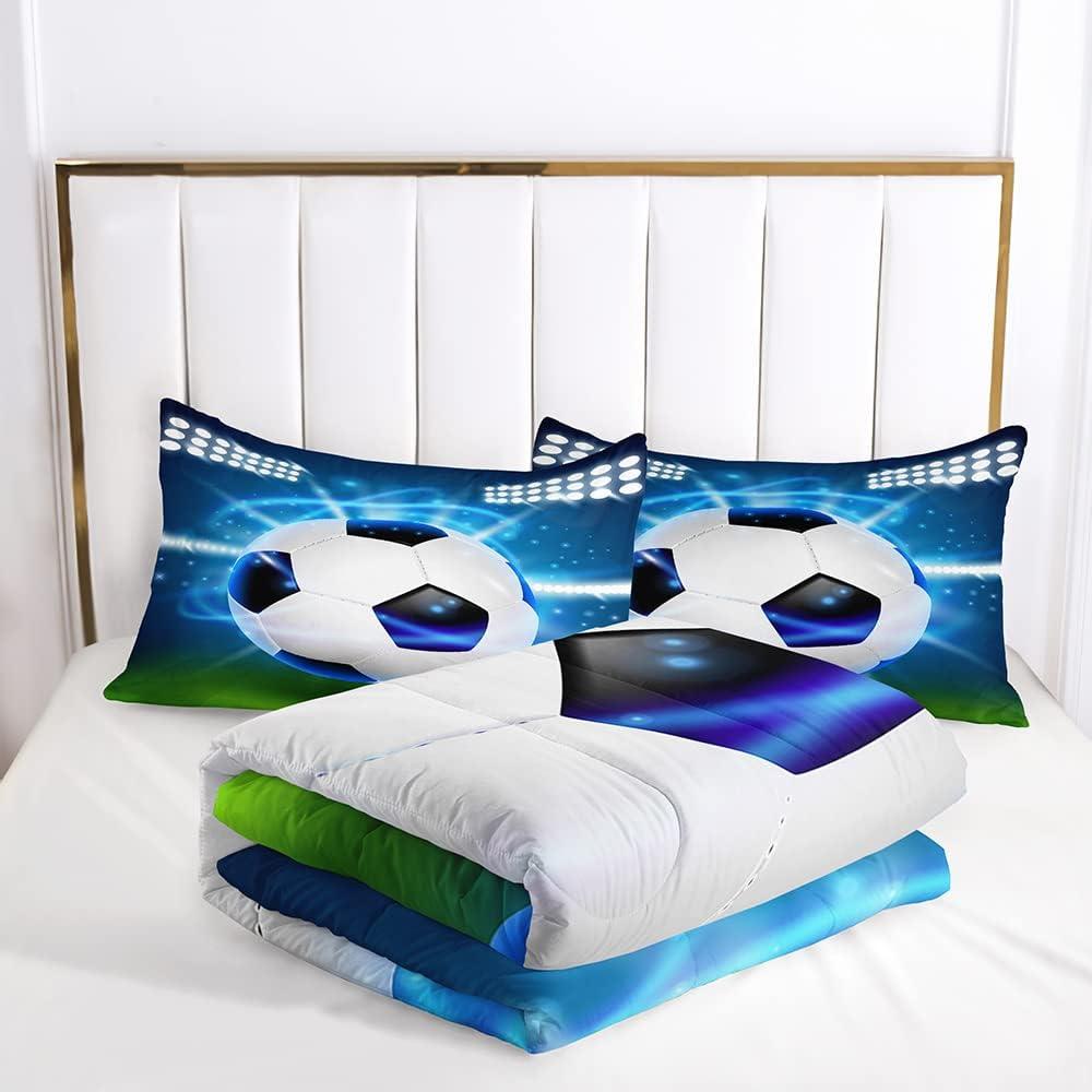 Juego de Edredón Individual Suncloris Fútbol 3D 3 Piezas