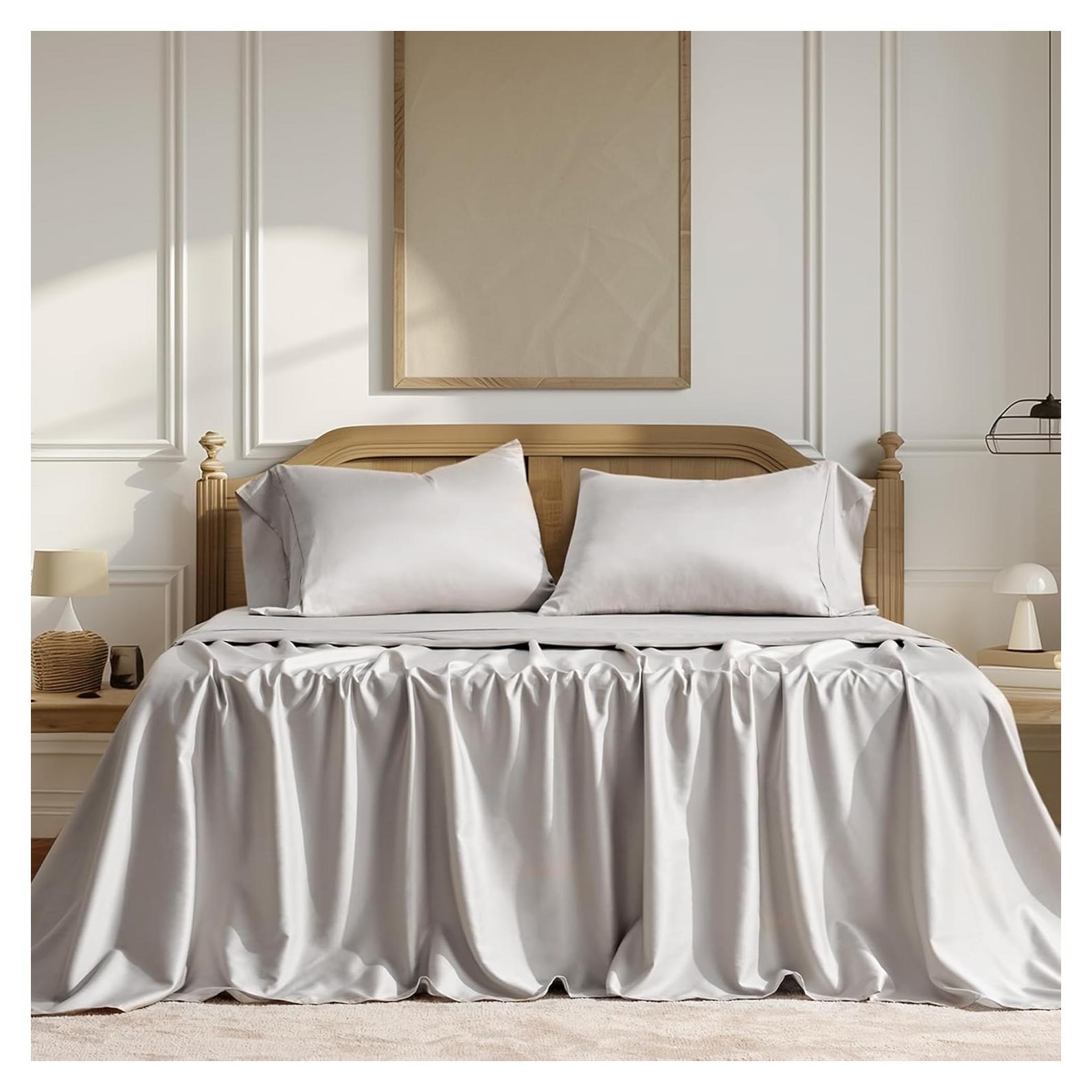 Juego de Sábanas Cooling Queen EVERGRACEHOME 4 Piezas Gris