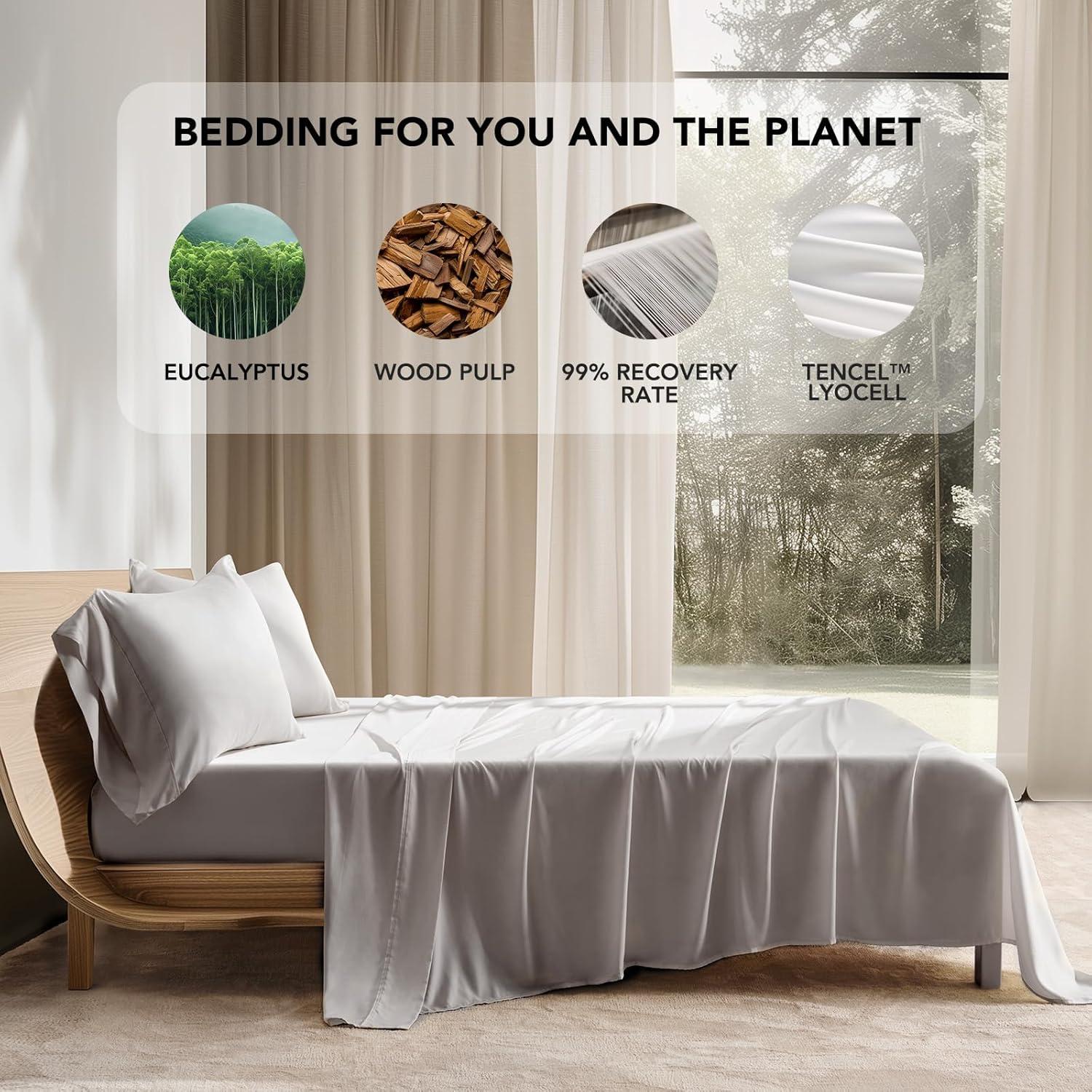 Juego de Sábanas Cooling Queen EVERGRACEHOME 4 Piezas Gris