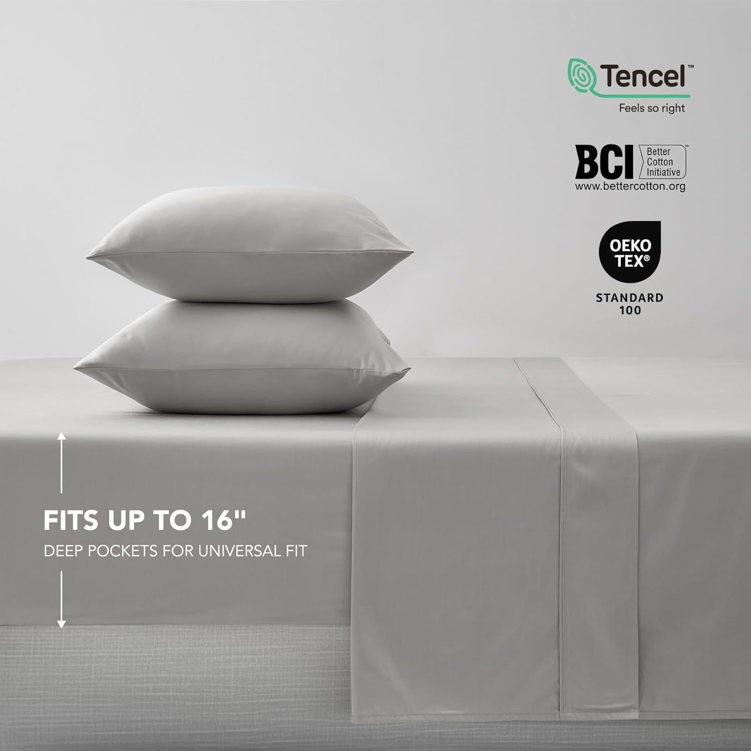 Juego de Sábanas Cooling Queen EVERGRACEHOME 4 Piezas Gris