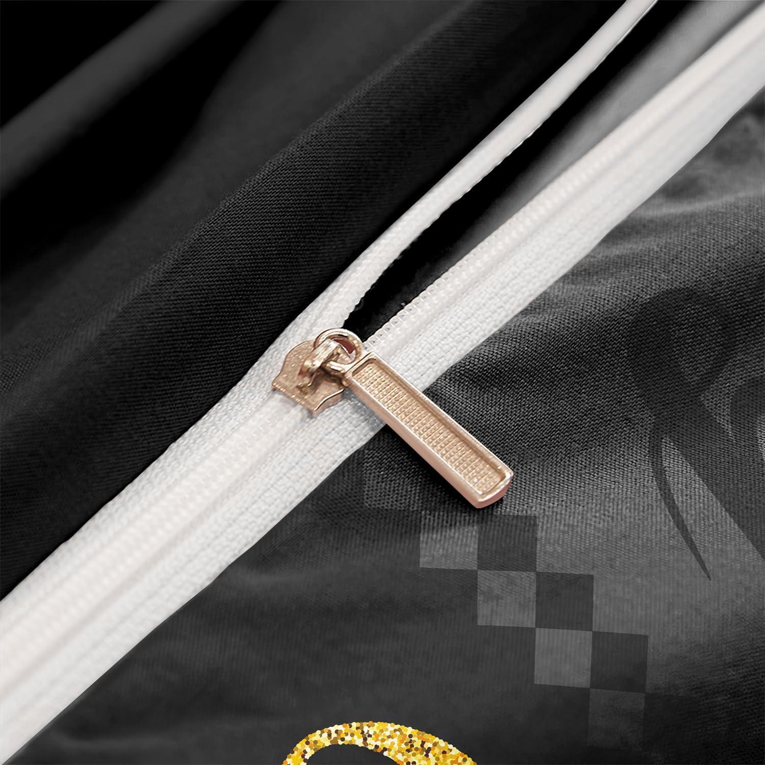 Juego de Ropa de Cama King ZIRANSHU Gris Oscuro y Negro