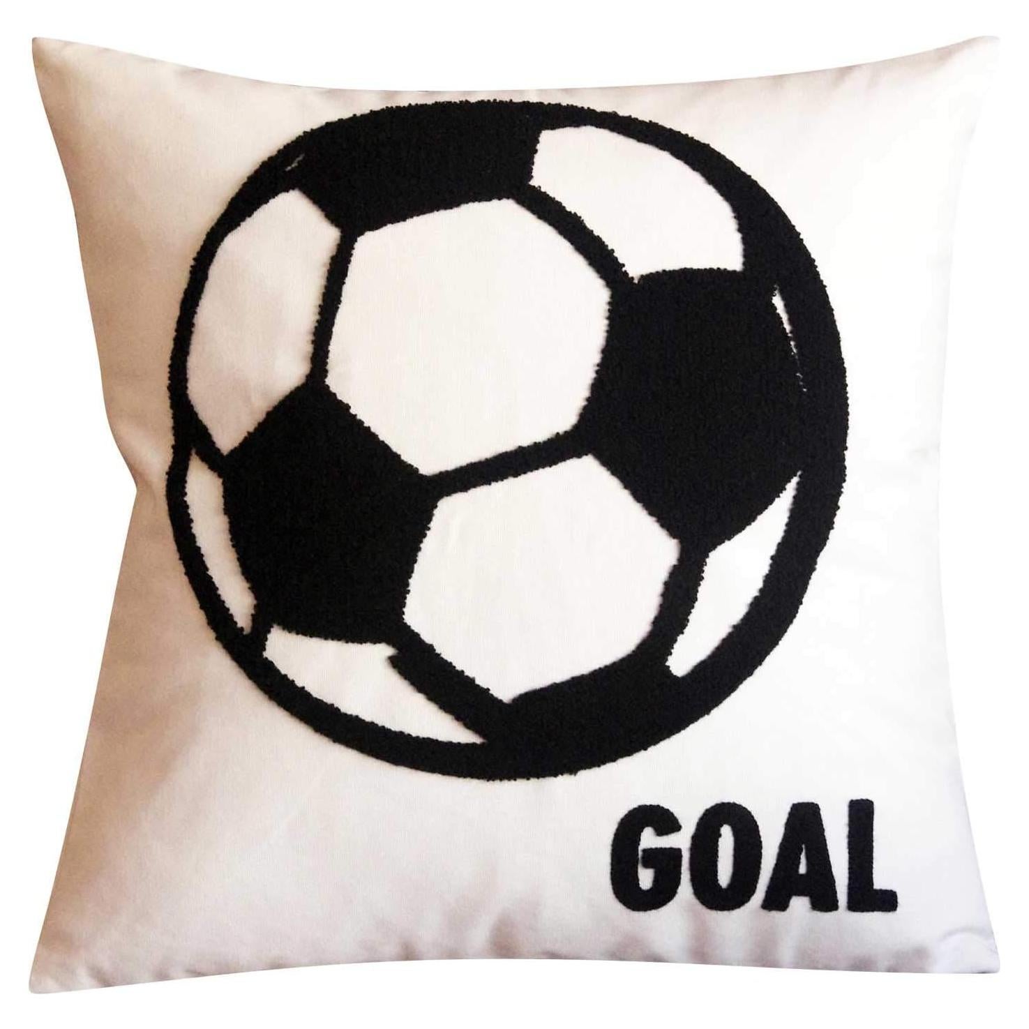 Funda de Almohada Decorativa DECOPOW Fútbol Bordado 45x45 cm