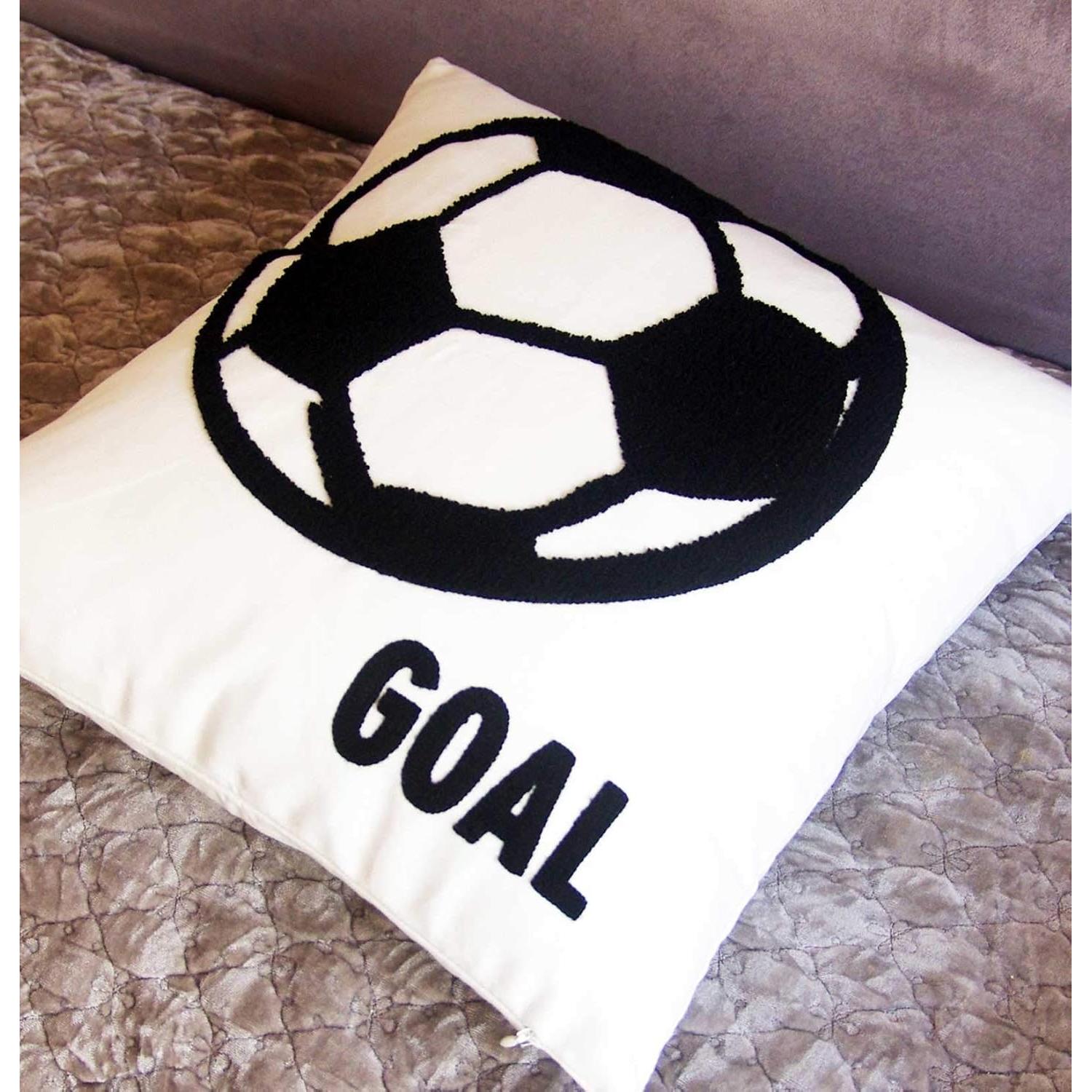 Funda de Almohada Decorativa DECOPOW Fútbol Bordado 45x45 cm