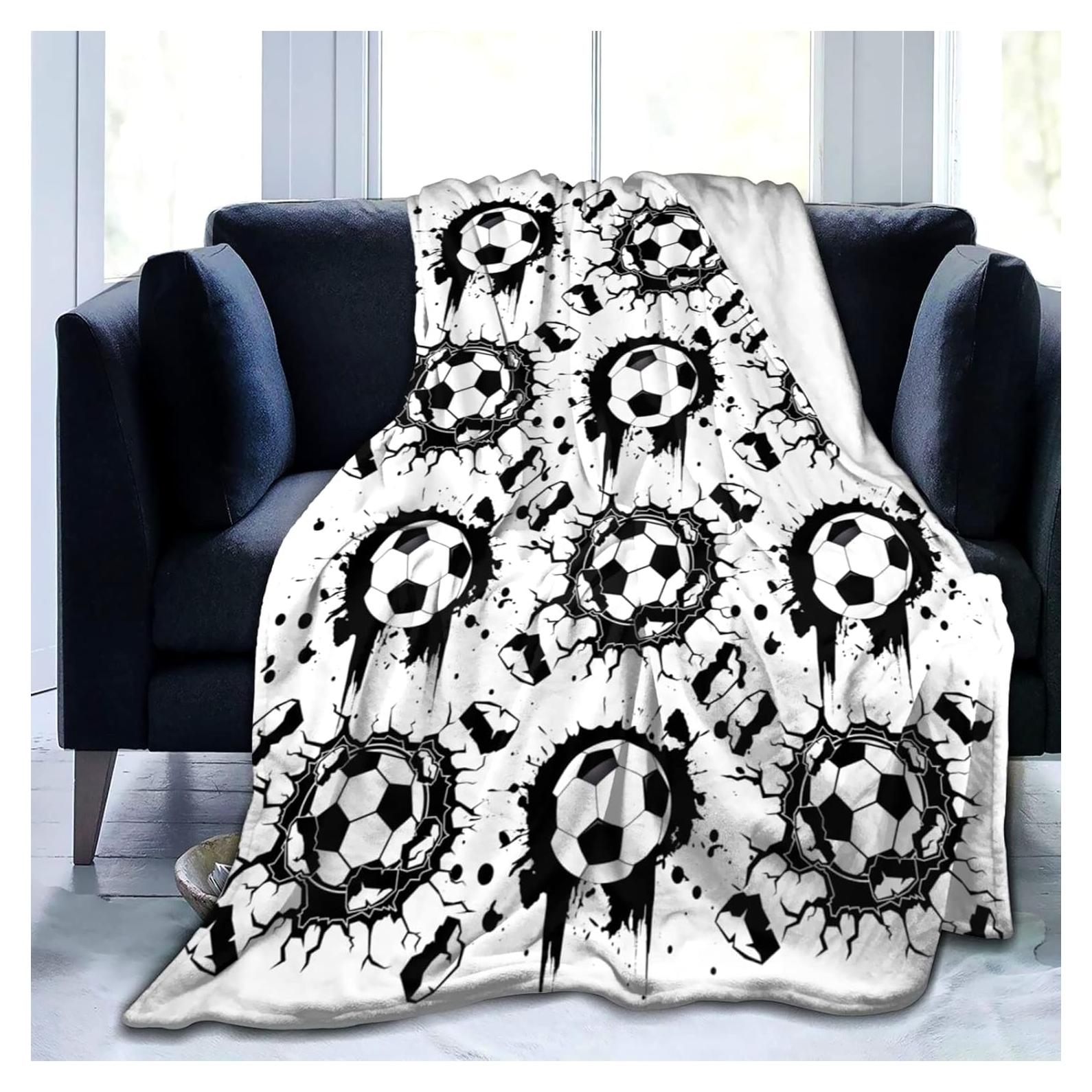 Manta Lanzar de Fútbol EQWQV 127x102 cm Franela Suave