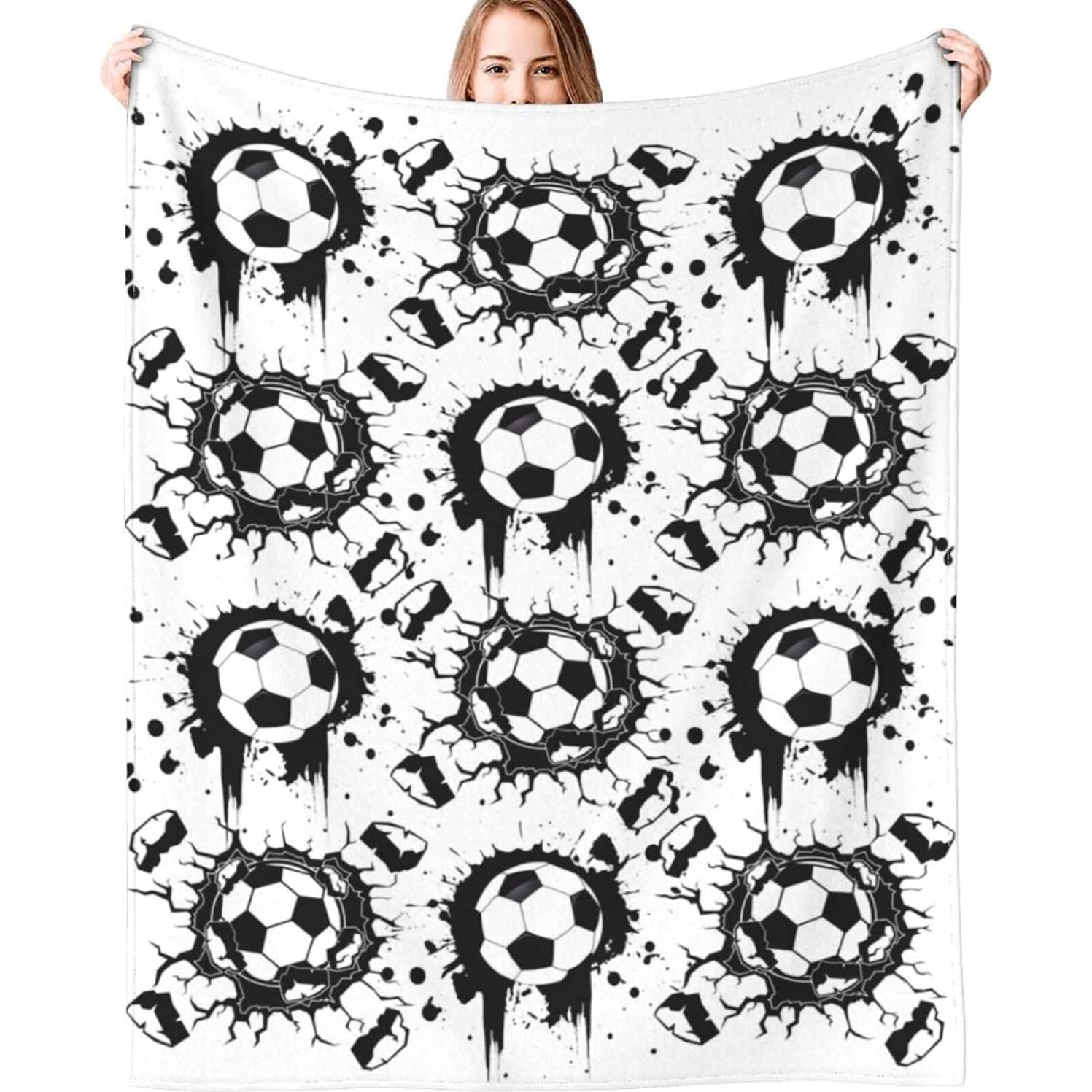 Manta Lanzar de Fútbol EQWQV 127x102 cm Franela Suave