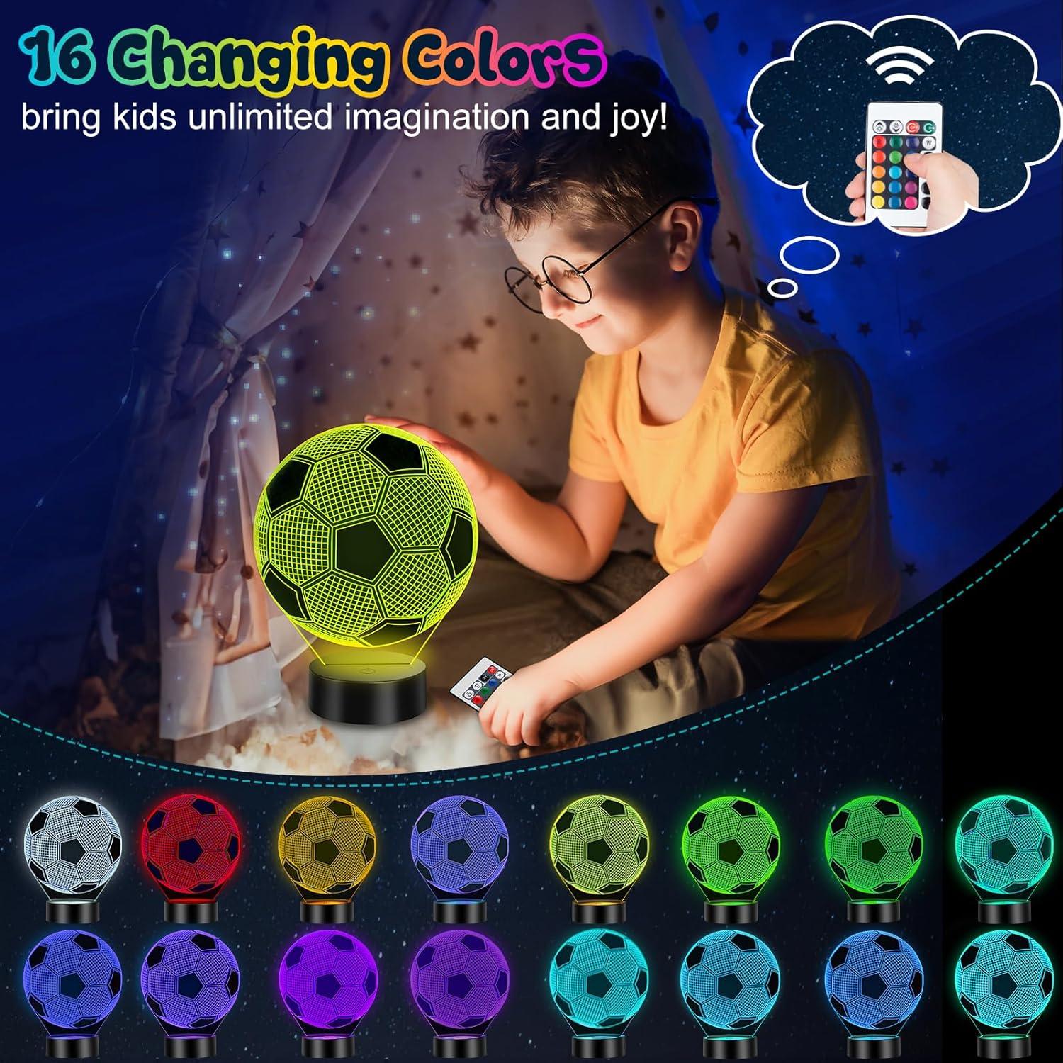 Lámpara Nocturna 3D de Fútbol Linkax - 16 Colores Cambiantes