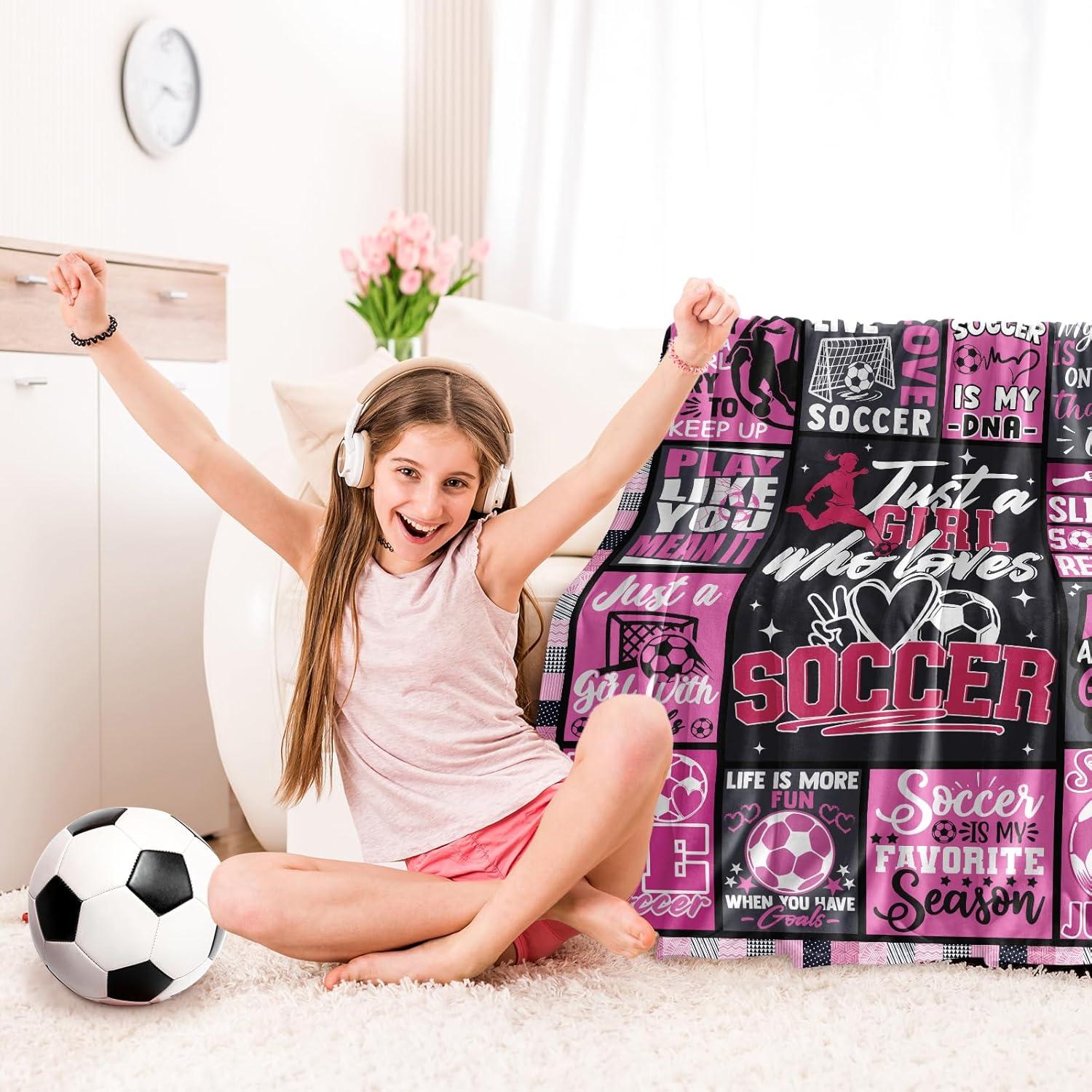 Manta de Fútbol VHIKMLY 152.4x127cm Flanela para Chicas