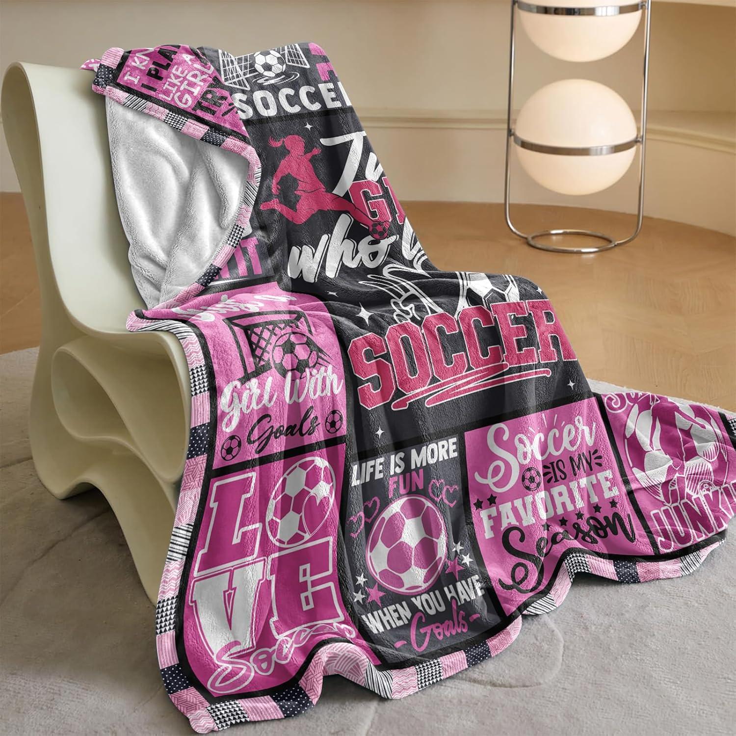 Manta de Fútbol VHIKMLY 152.4x127cm Flanela para Chicas