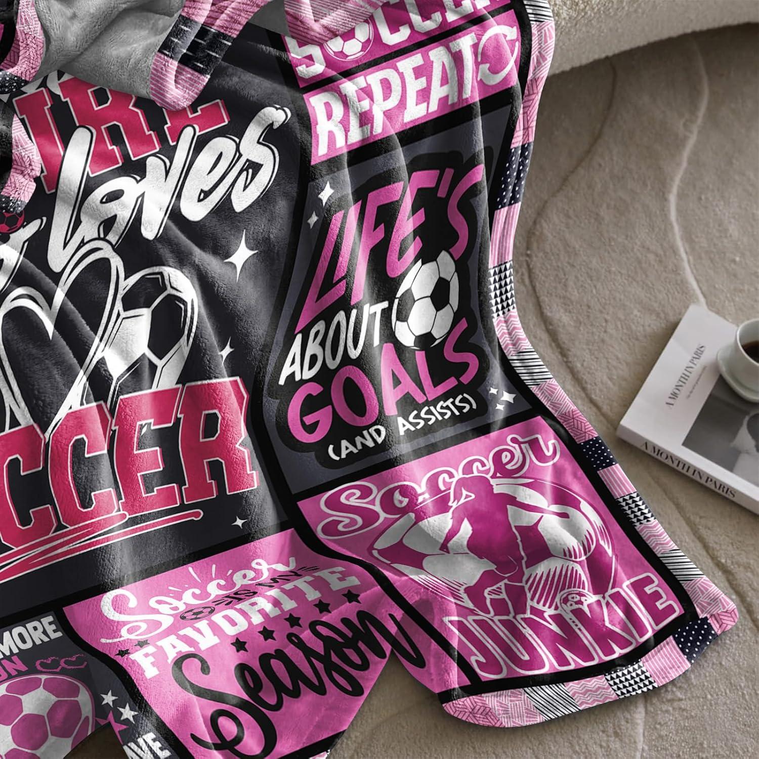 Manta de Fútbol VHIKMLY 152.4x127cm Flanela para Chicas